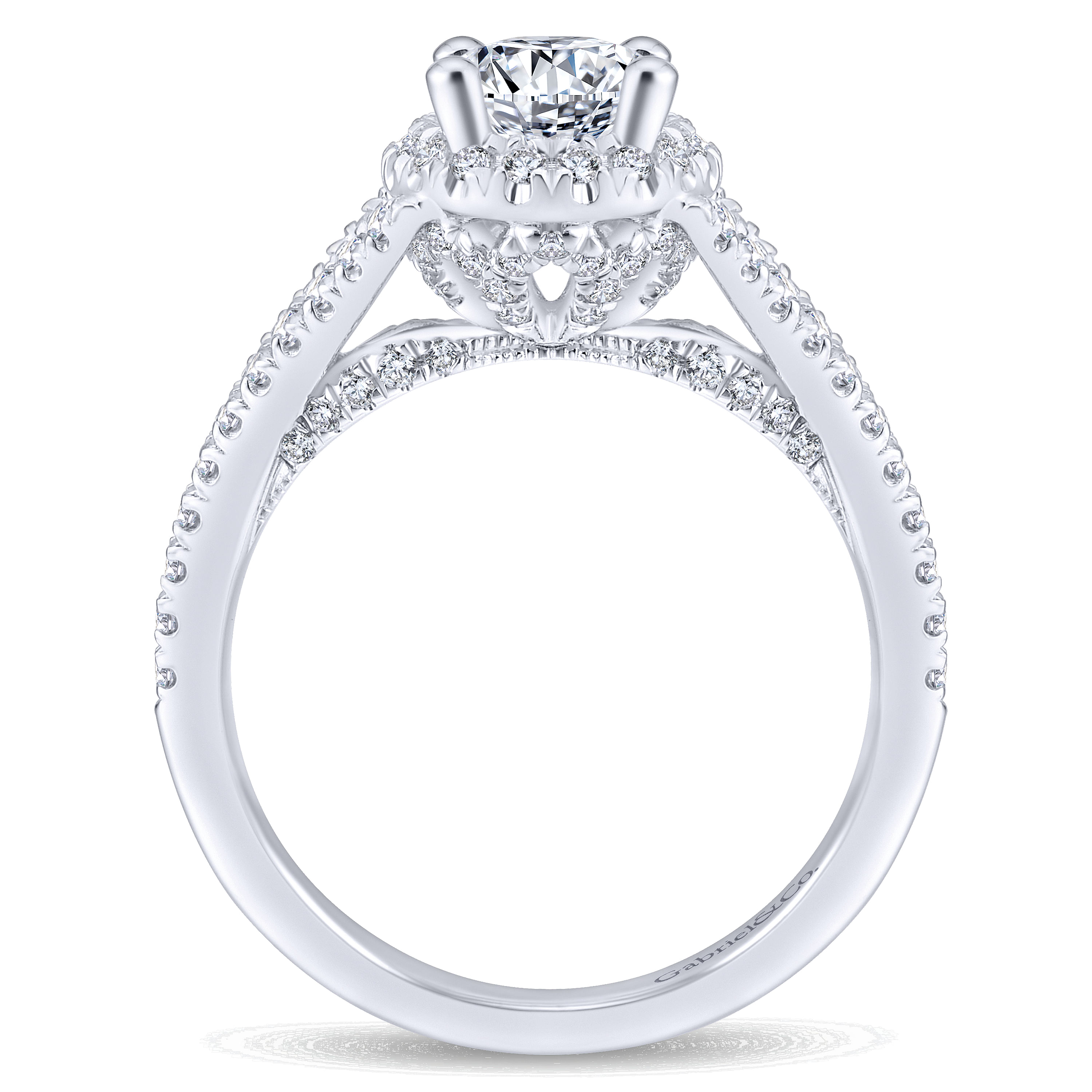 14k White Gold Diamond Halo Engagement Ring angle 2 14k White Gold Diamond Halo Engagement Ring angle 2
