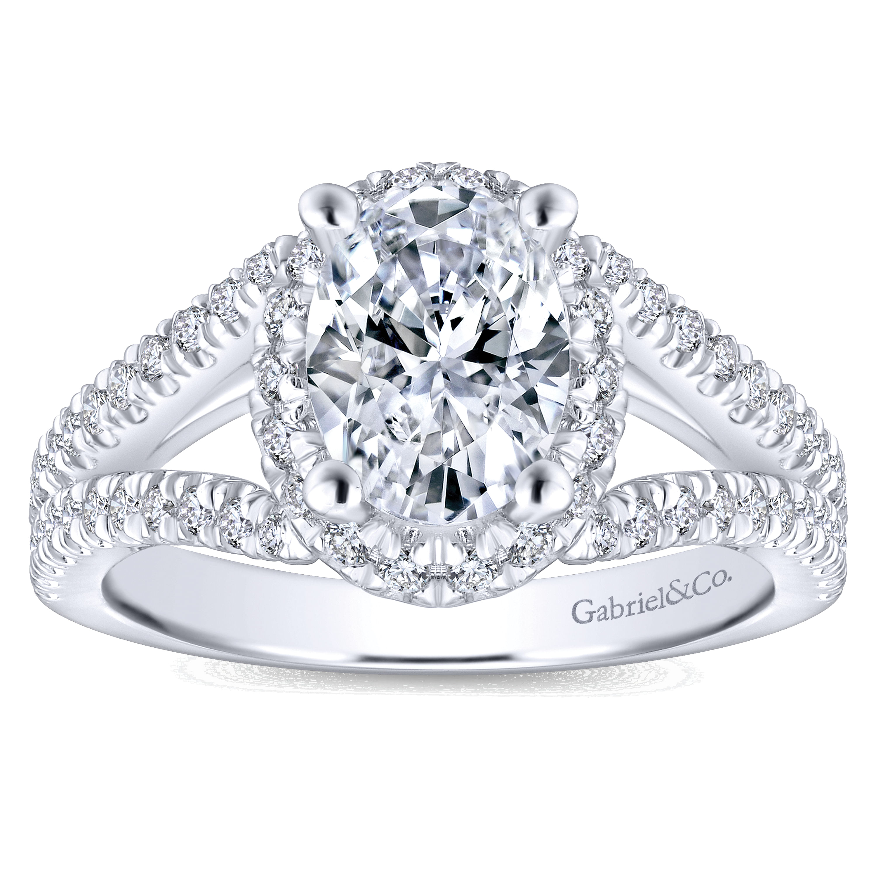 14k White Gold Diamond Halo Engagement Ring angle 5 14k White Gold Diamond Halo Engagement Ring angle 5