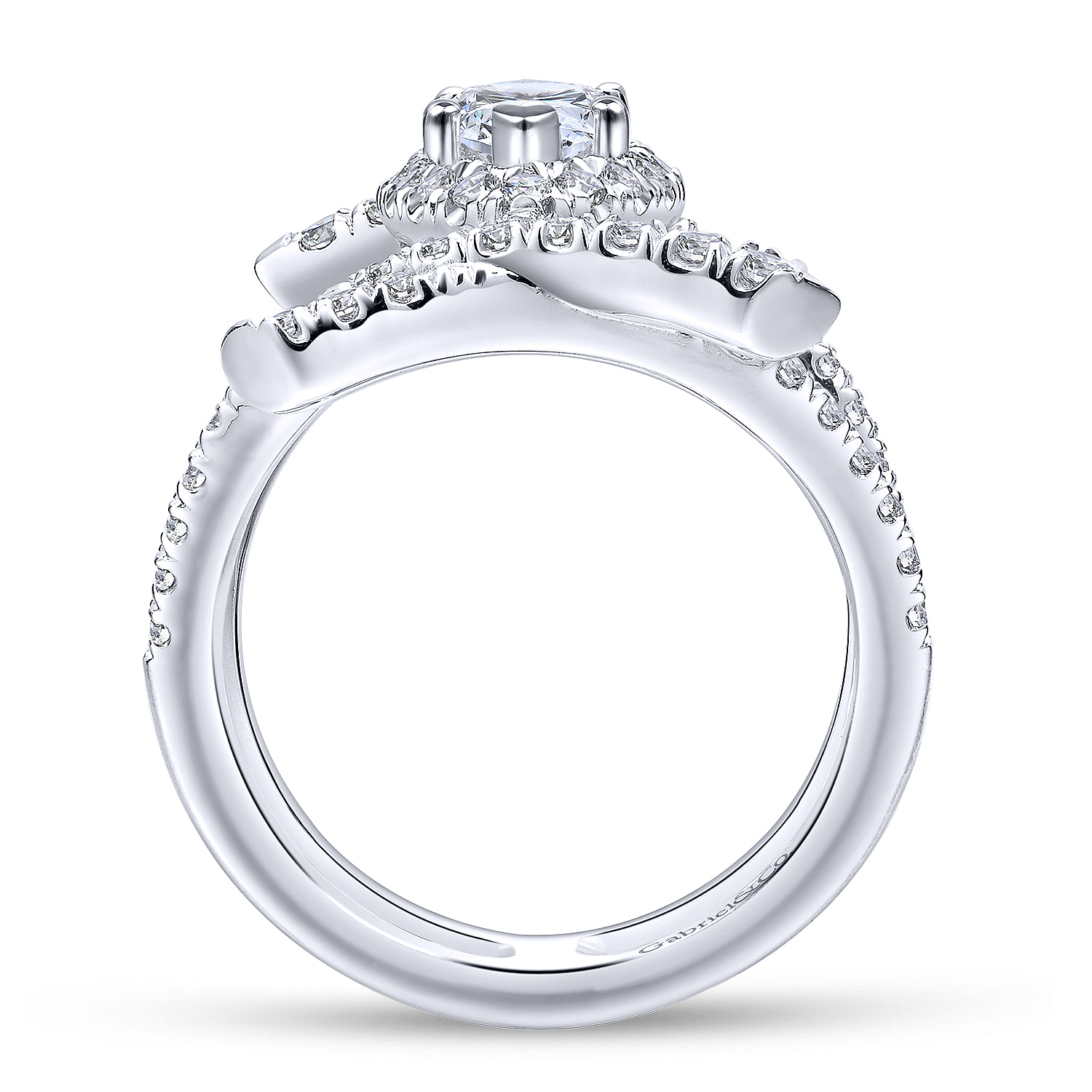 14k White Gold Diamond Halo Engagement Ring angle 2 14k White Gold Diamond Halo Engagement Ring angle 2