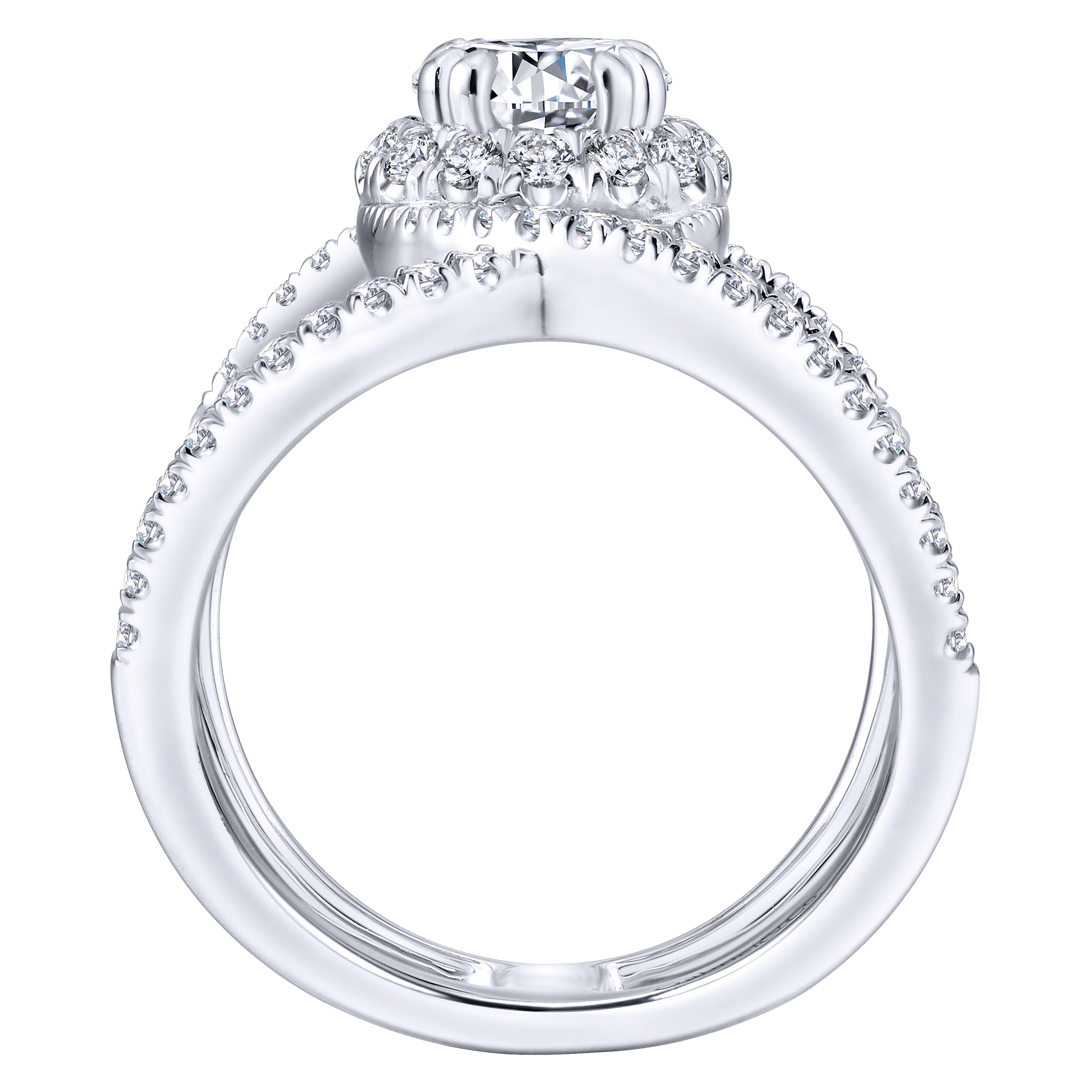 14k White Gold Diamond Halo Engagement Ring angle 2 14k White Gold Diamond Halo Engagement Ring angle 2