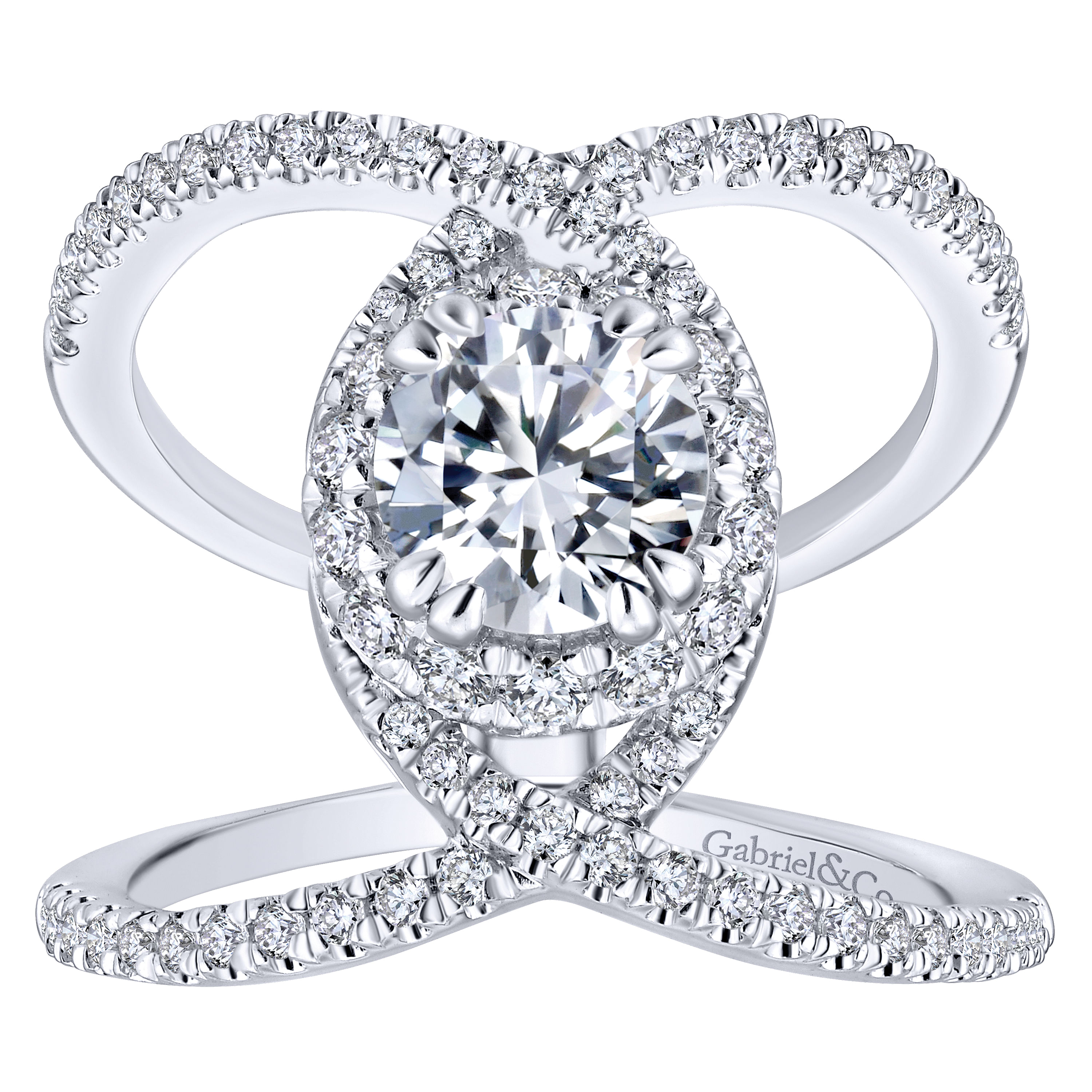 14k White Gold Diamond Halo Engagement Ring angle 5 14k White Gold Diamond Halo Engagement Ring angle 5