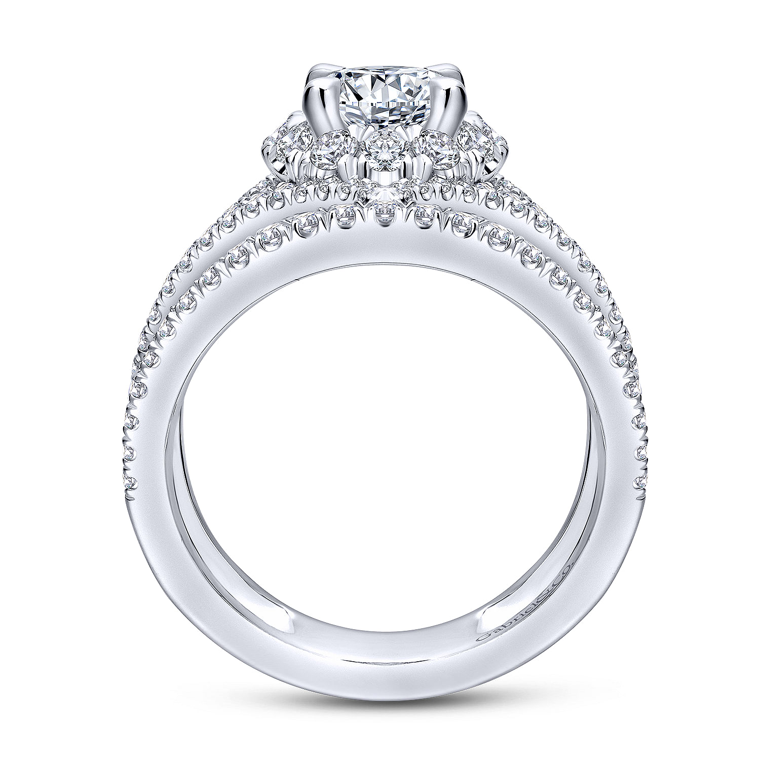 14k White Gold Diamond Halo Engagement Ring angle 2 14k White Gold Diamond Halo Engagement Ring angle 2