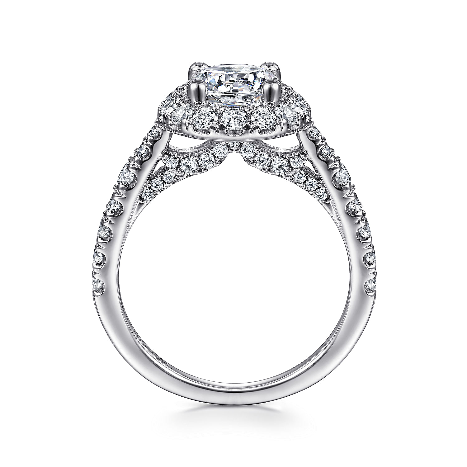 14k White Gold Diamond Halo Engagement Ring angle 2 14k White Gold Diamond Halo Engagement Ring angle 2