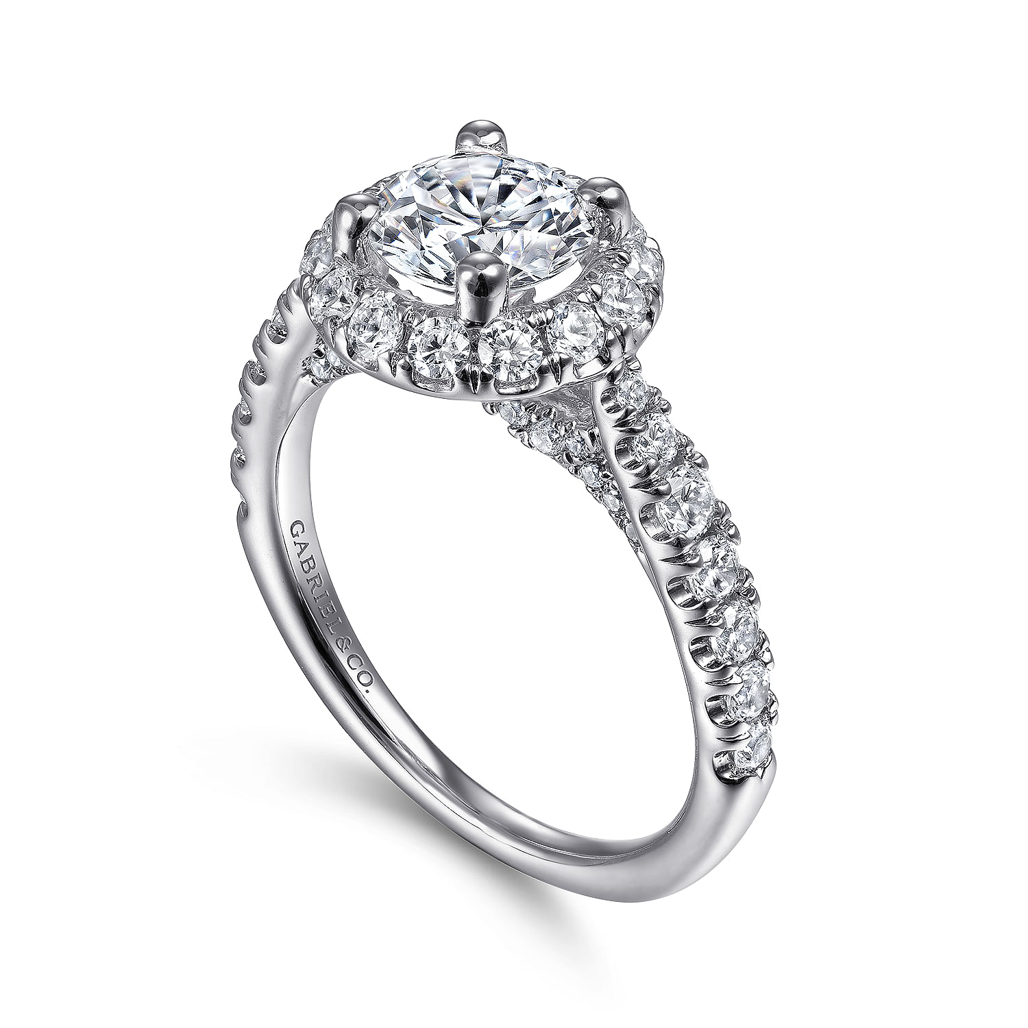 14k White Gold Diamond Halo Engagement Ring angle 3 14k White Gold Diamond Halo Engagement Ring angle 3