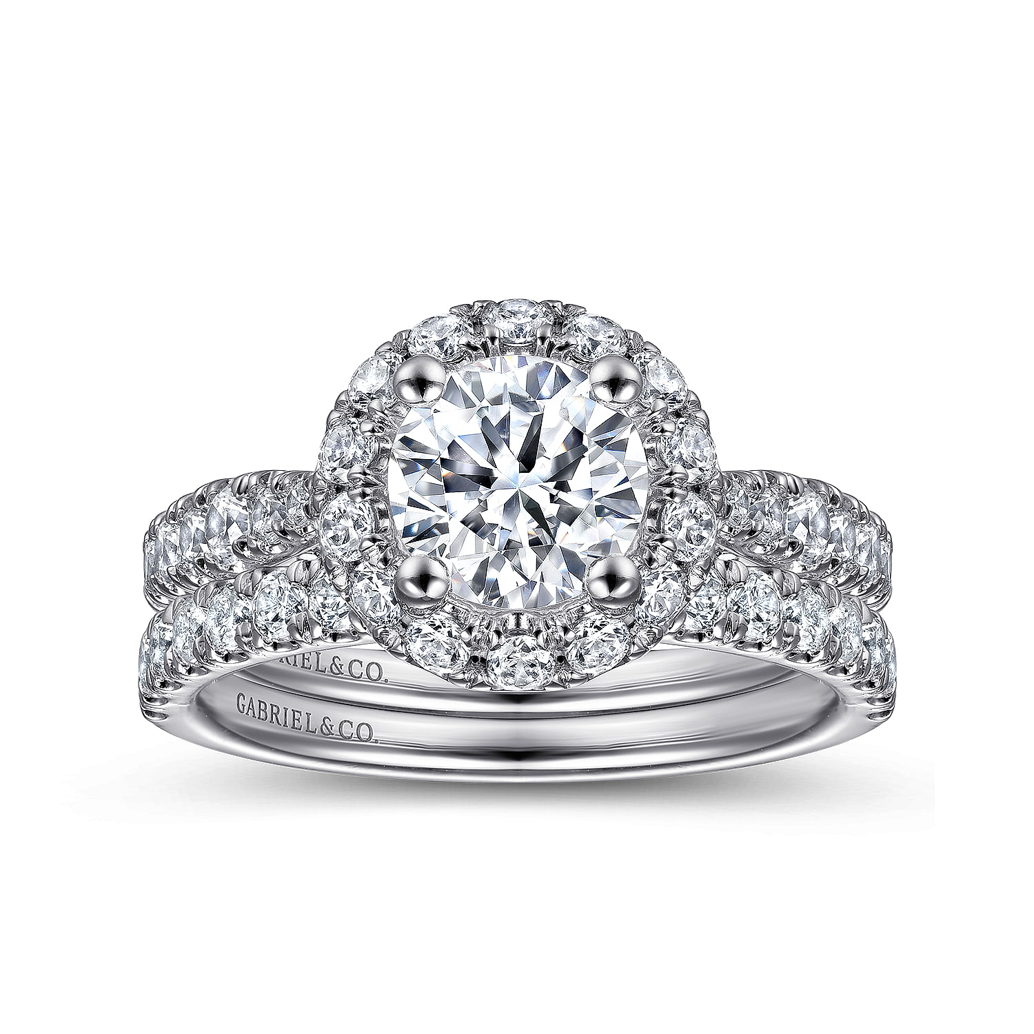 14k White Gold Diamond Halo Engagement Ring angle 4 14k White Gold Diamond Halo Engagement Ring angle 4