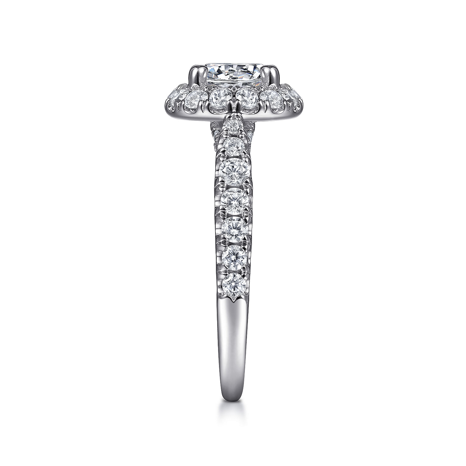 14k White Gold Diamond Halo Engagement Ring angle 5 14k White Gold Diamond Halo Engagement Ring angle 5