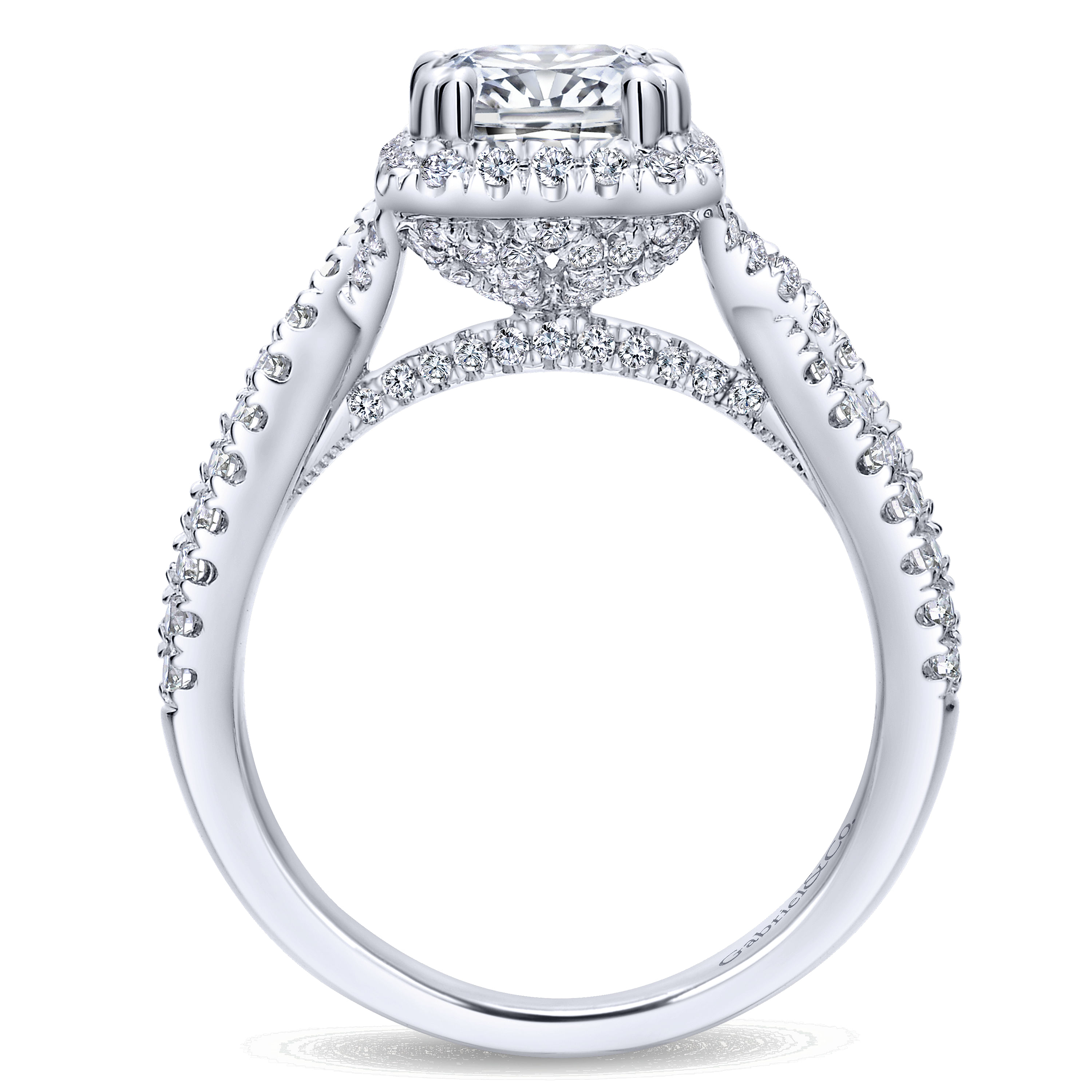 14k White Gold Diamond Halo Engagement Ring angle 2 14k White Gold Diamond Halo Engagement Ring angle 2