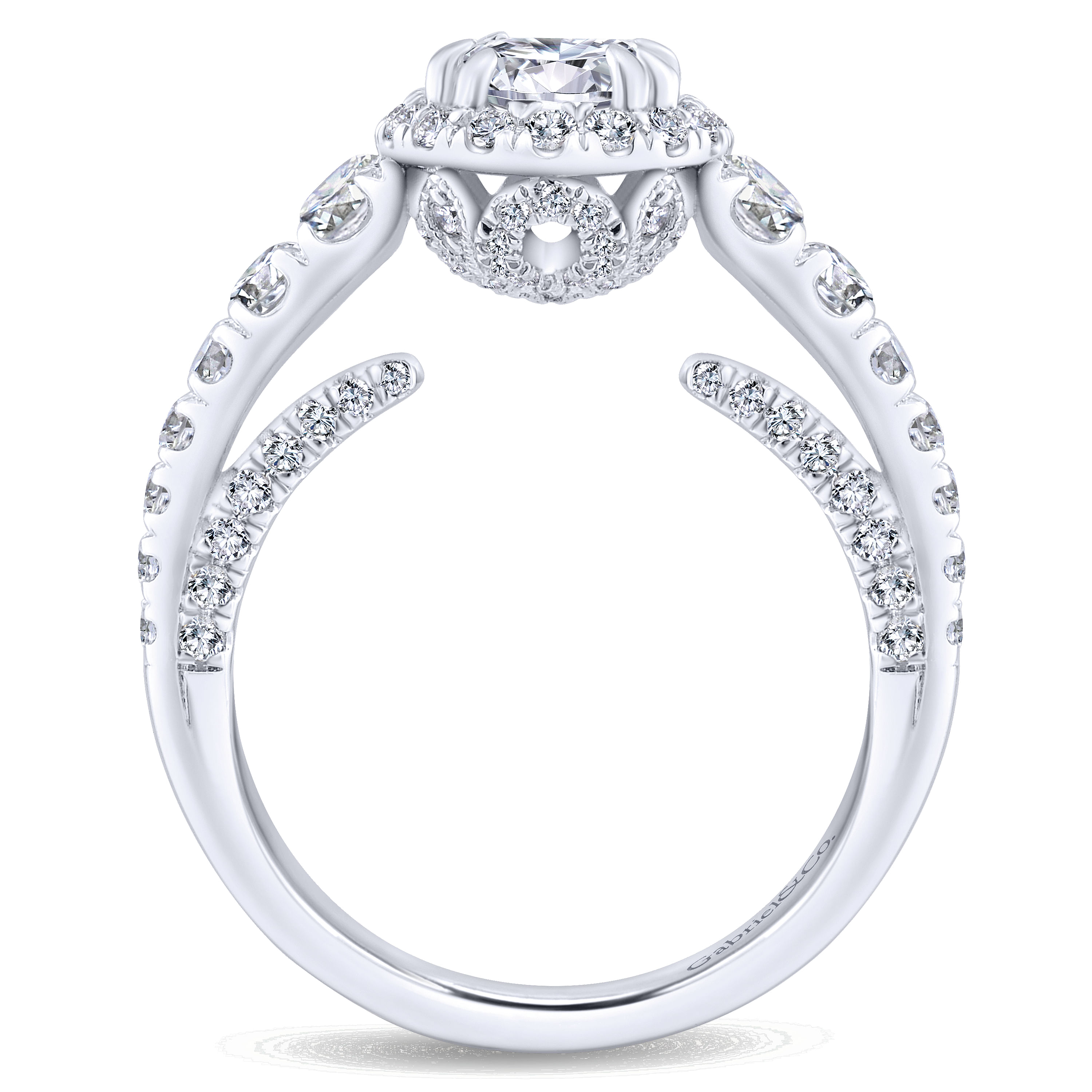 14k White Gold Diamond Halo Engagement Ring angle 2 14k White Gold Diamond Halo Engagement Ring angle 2
