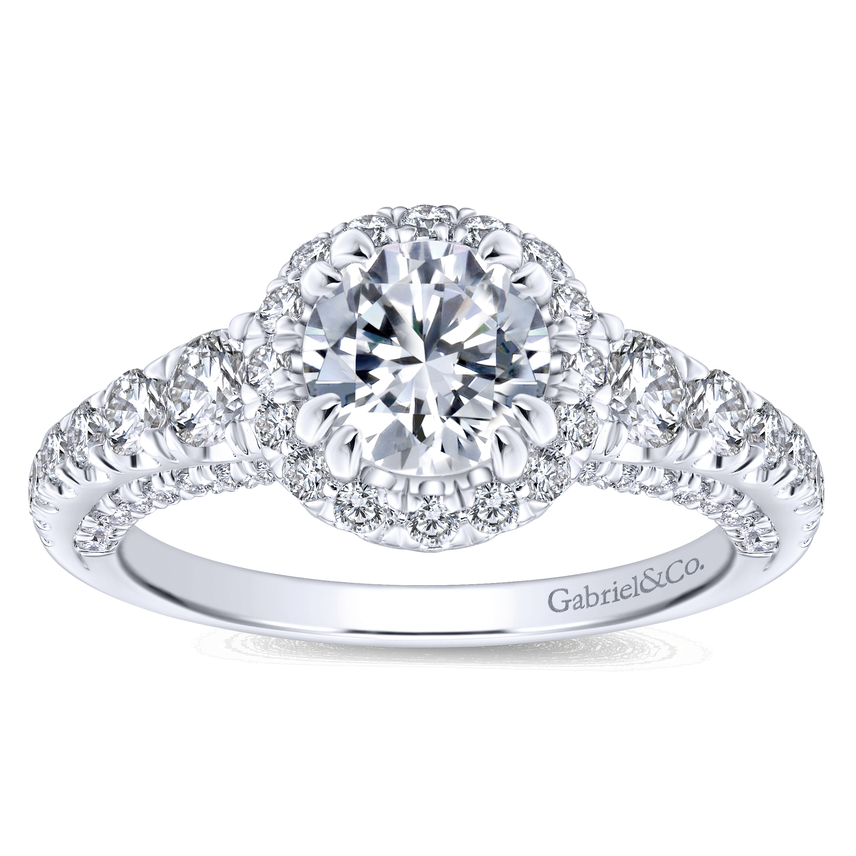 14k White Gold Diamond Halo Engagement Ring angle 5 14k White Gold Diamond Halo Engagement Ring angle 5