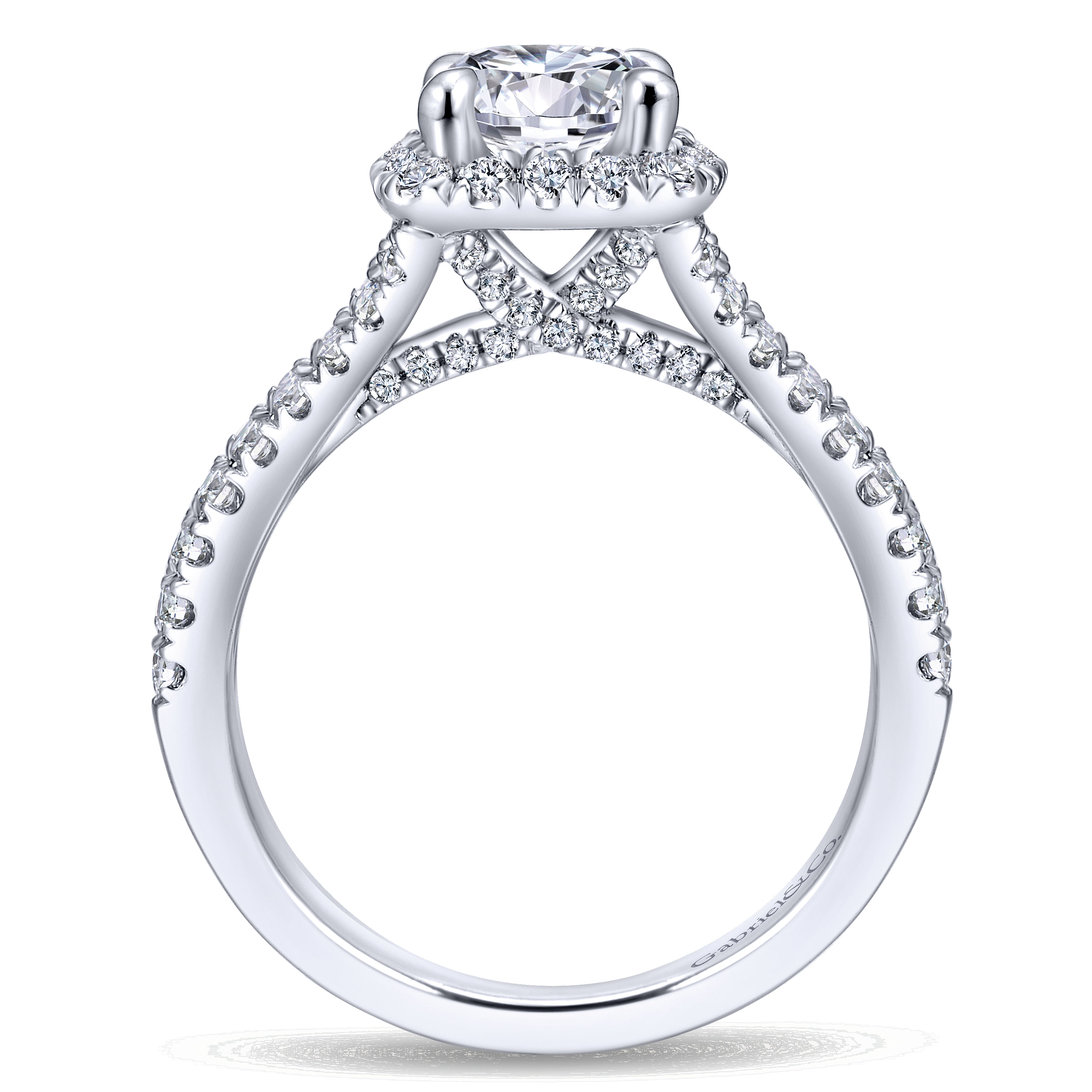 14k White Gold Diamond Halo Engagement Ring angle 2 14k White Gold Diamond Halo Engagement Ring angle 2