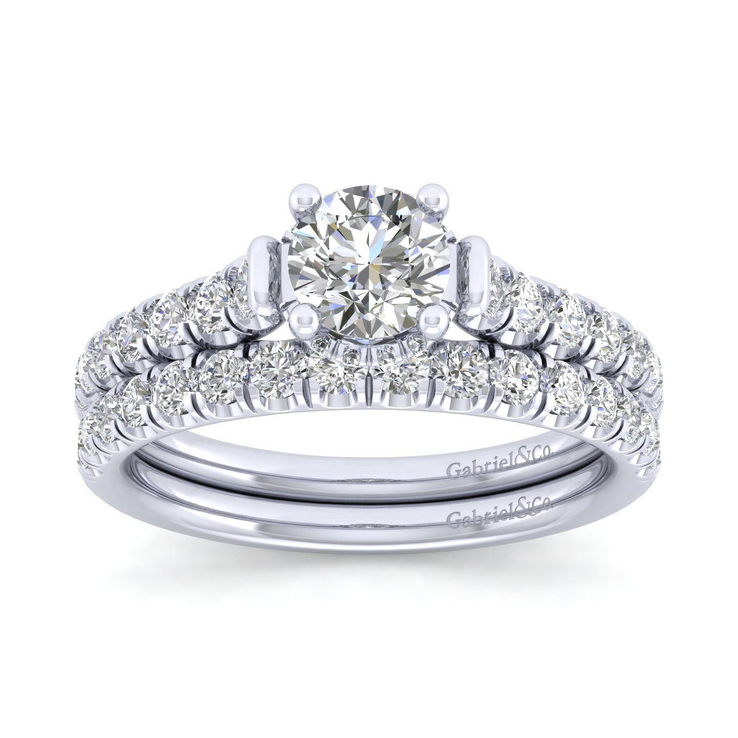 14k White Gold Diamond Halo Engagement Ring angle 4 14k White Gold Diamond Halo Engagement Ring angle 4