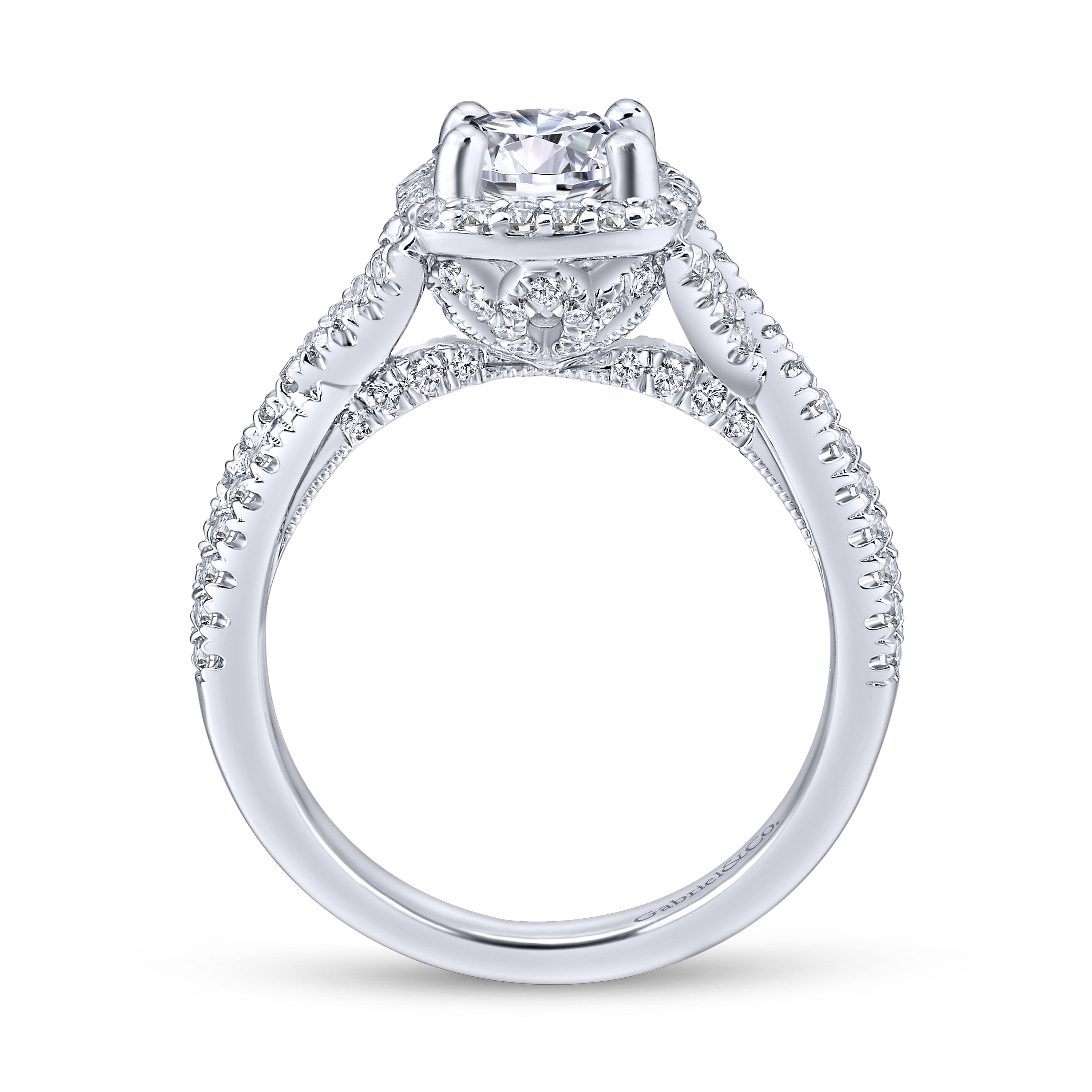 14k White Gold Diamond Halo Engagement Ring angle 2 14k White Gold Diamond Halo Engagement Ring angle 2