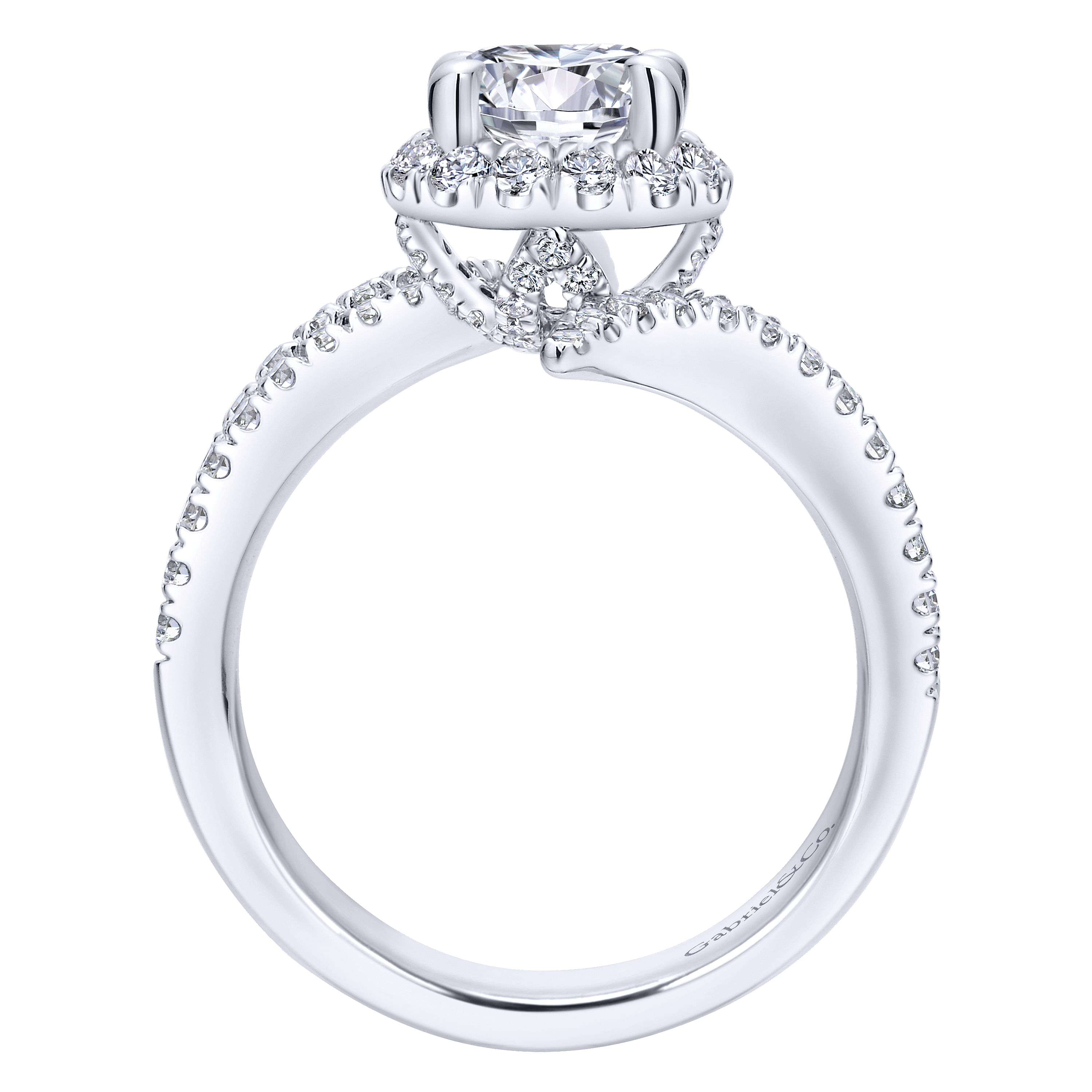 14k White Gold Diamond Halo Engagement Ring angle 2 14k White Gold Diamond Halo Engagement Ring angle 2