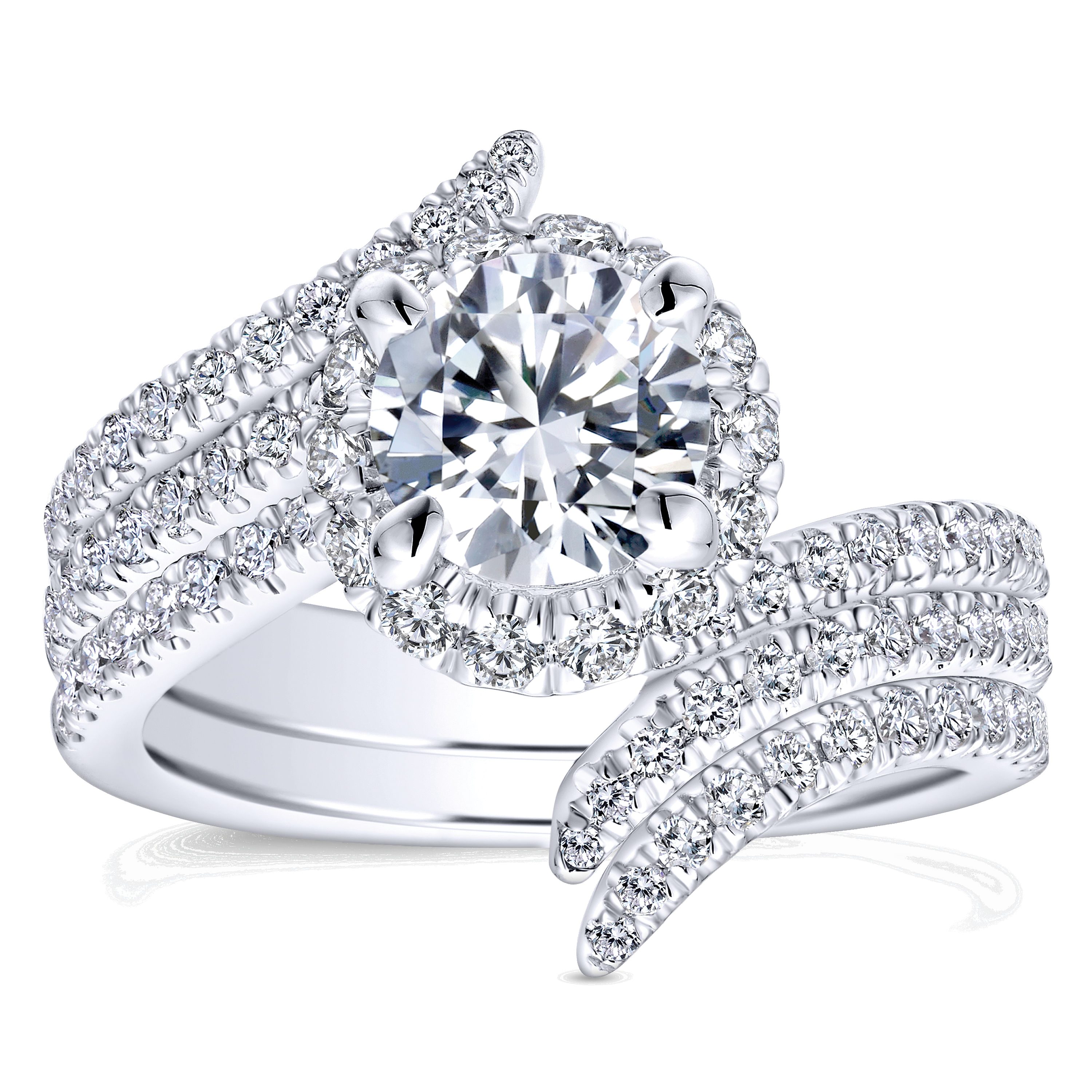14k White Gold Diamond Halo Engagement Ring angle 4 14k White Gold Diamond Halo Engagement Ring angle 4