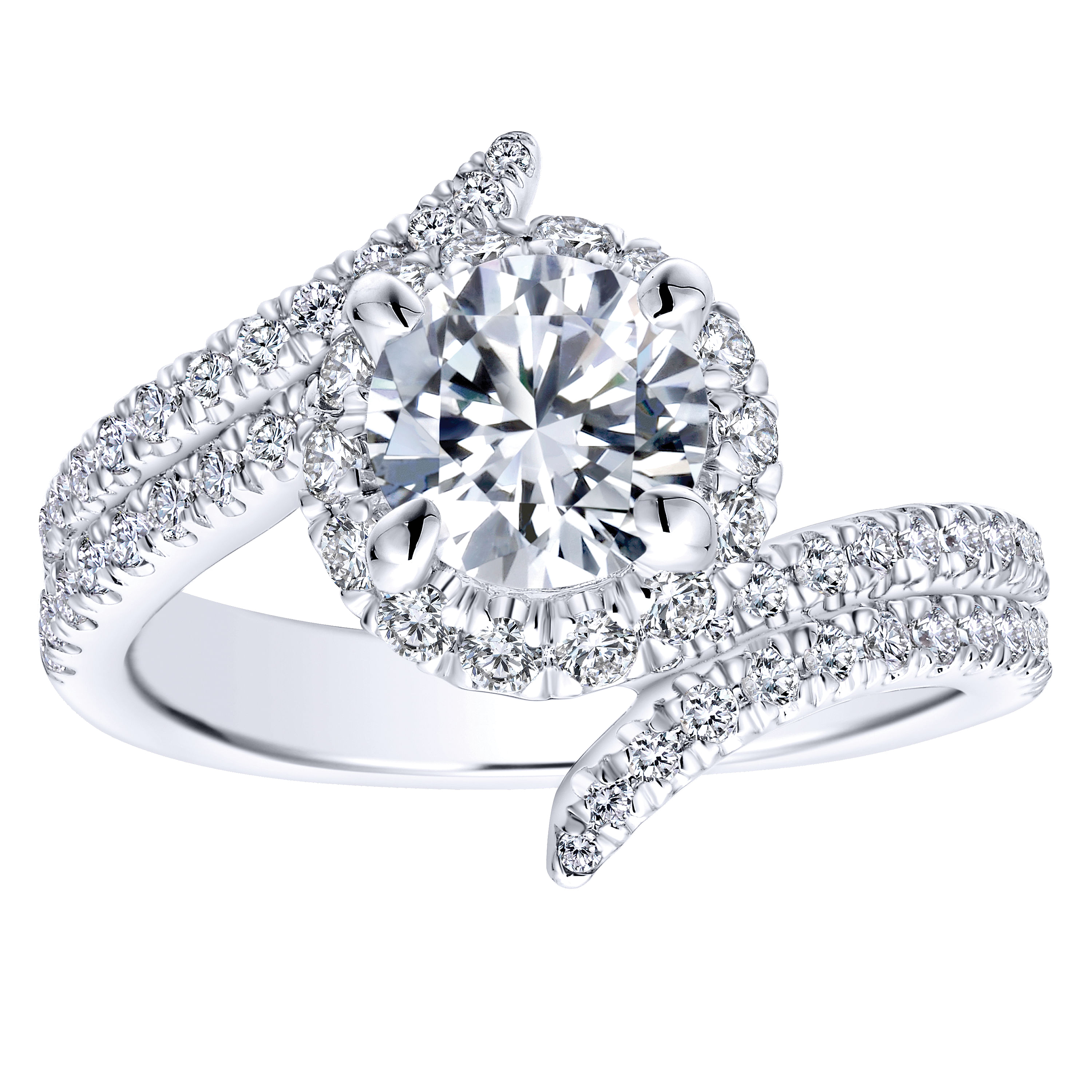 14k White Gold Diamond Halo Engagement Ring angle 5 14k White Gold Diamond Halo Engagement Ring angle 5