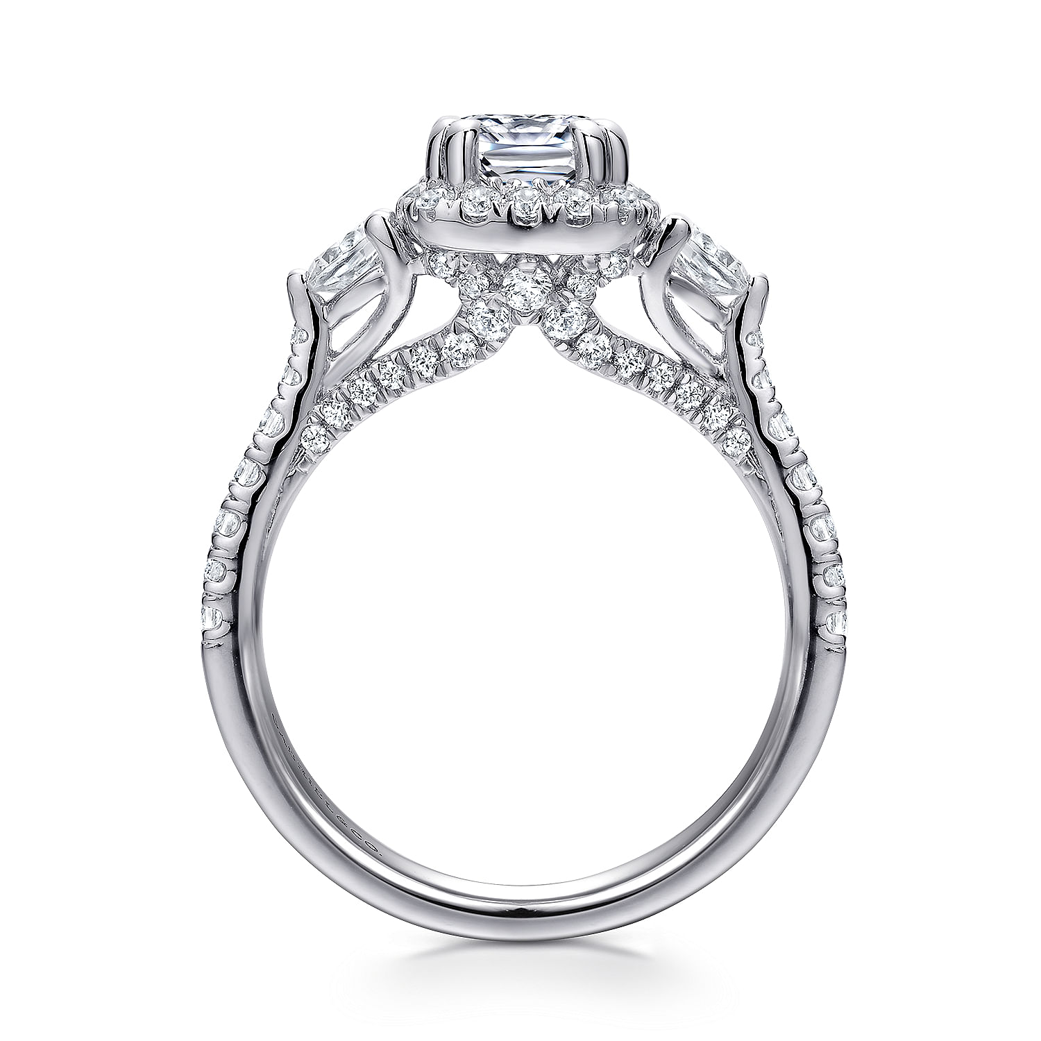14k White Gold Diamond Halo Engagement Ring angle 2 14k White Gold Diamond Halo Engagement Ring angle 2