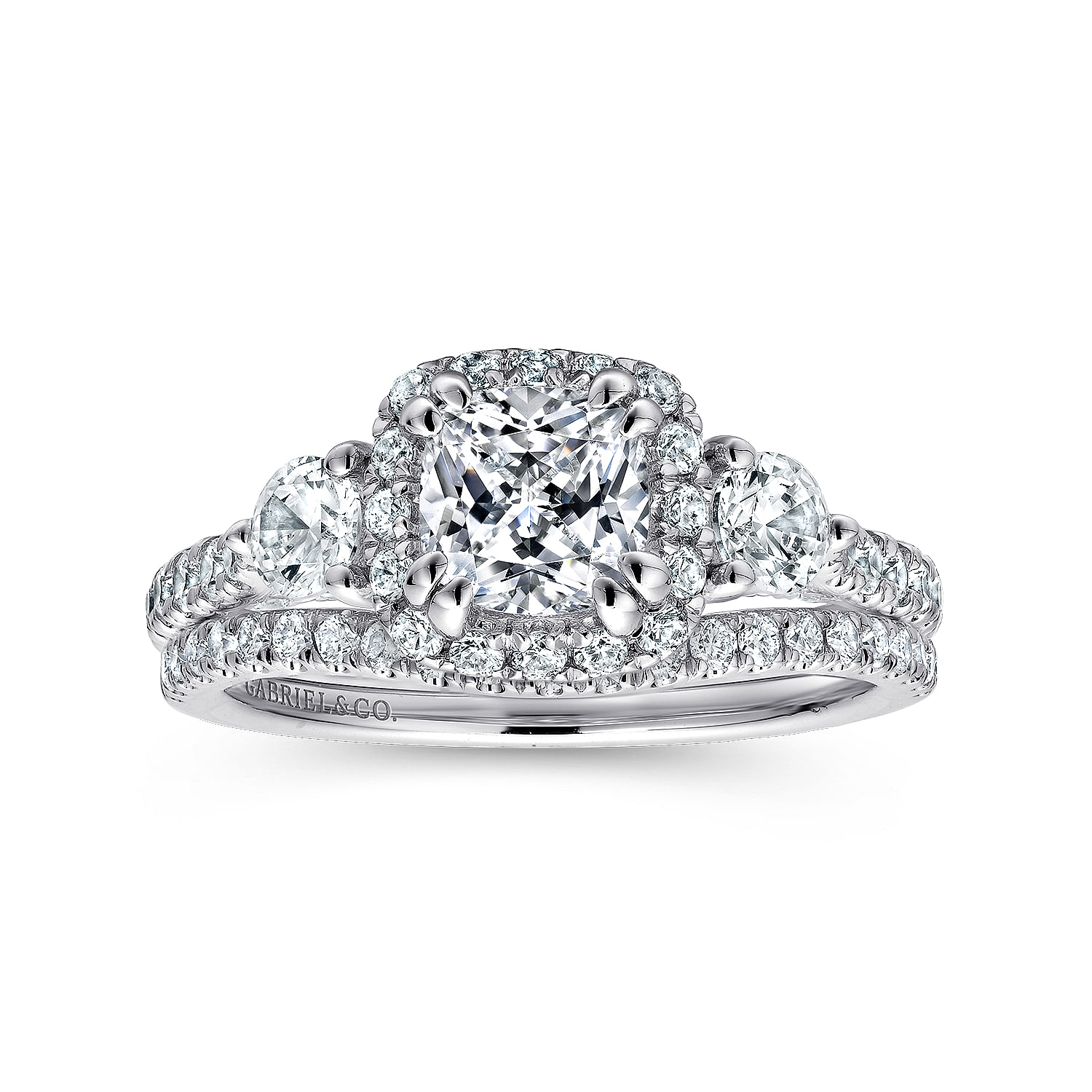 14k White Gold Diamond Halo Engagement Ring angle 4 14k White Gold Diamond Halo Engagement Ring angle 4