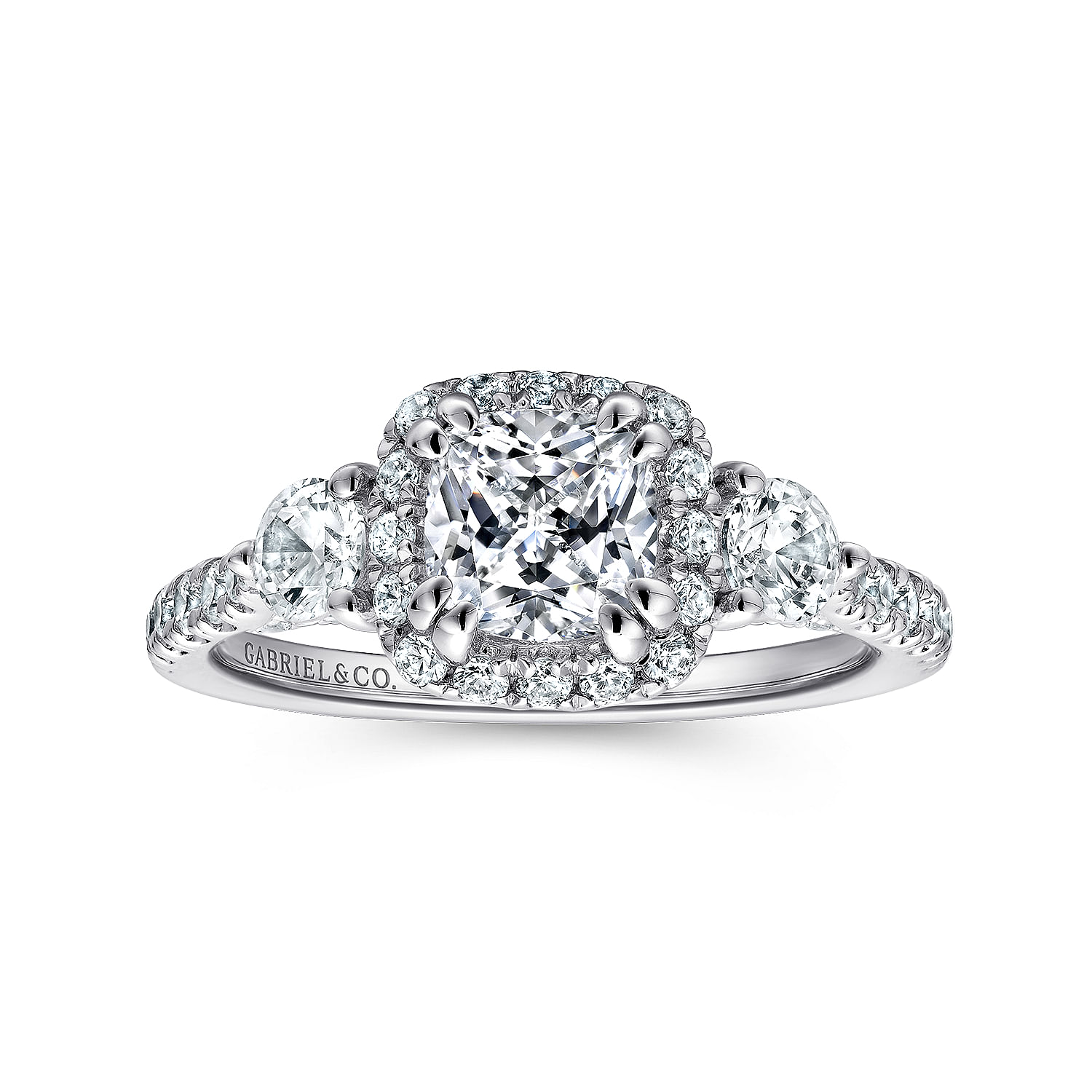14k White Gold Diamond Halo Engagement Ring angle 5 14k White Gold Diamond Halo Engagement Ring angle 5