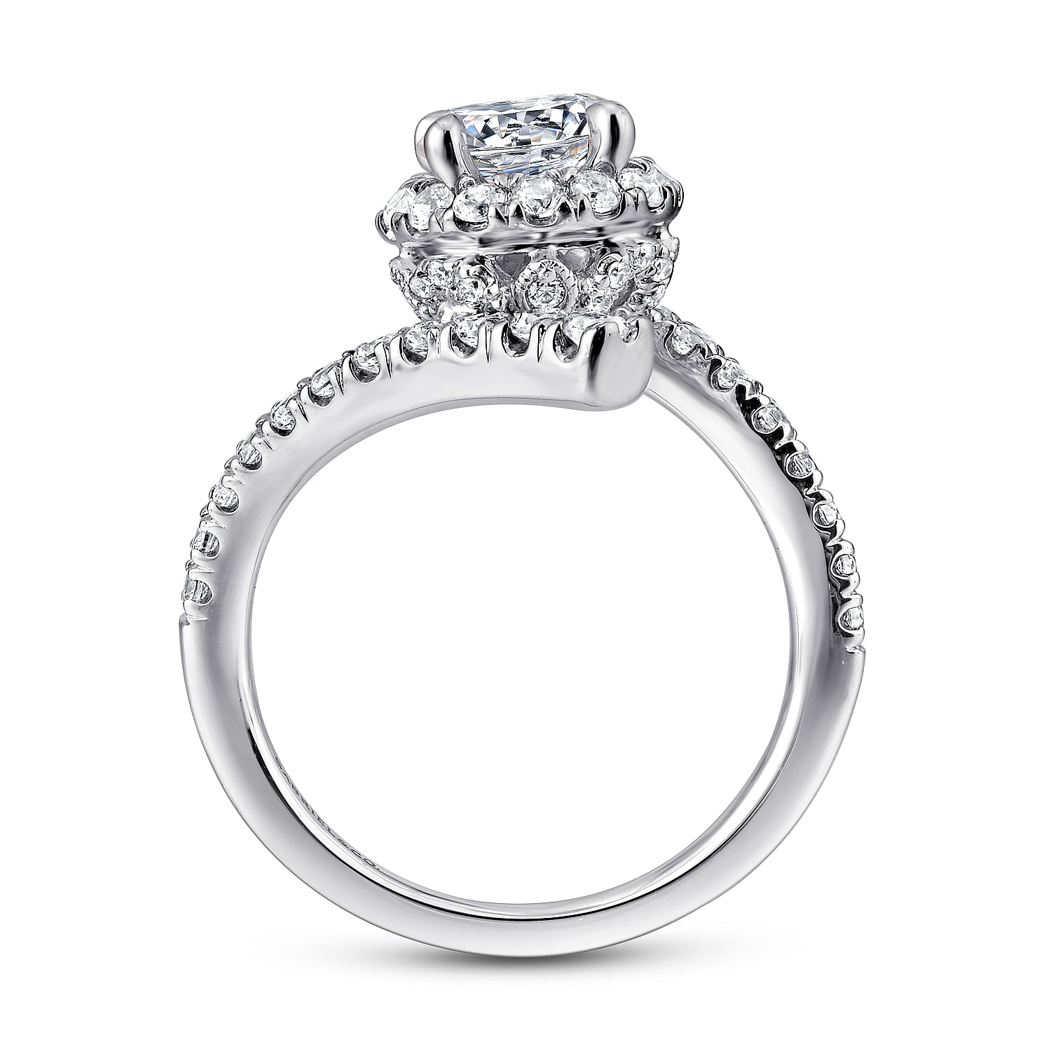 14k White Gold Diamond Halo Engagement Ring angle 2 14k White Gold Diamond Halo Engagement Ring angle 2