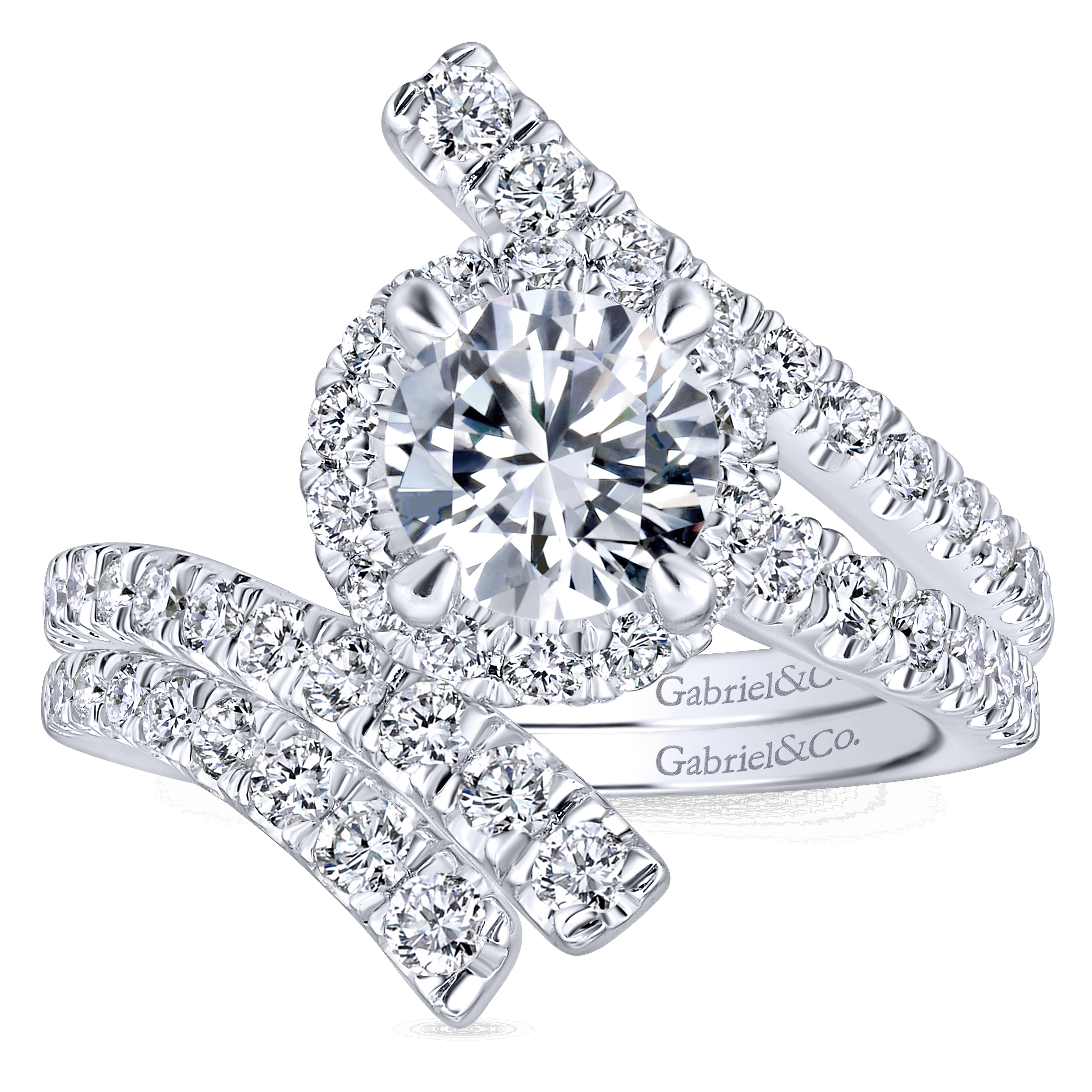 14k White Gold Diamond Halo Engagement Ring angle 4 14k White Gold Diamond Halo Engagement Ring angle 4