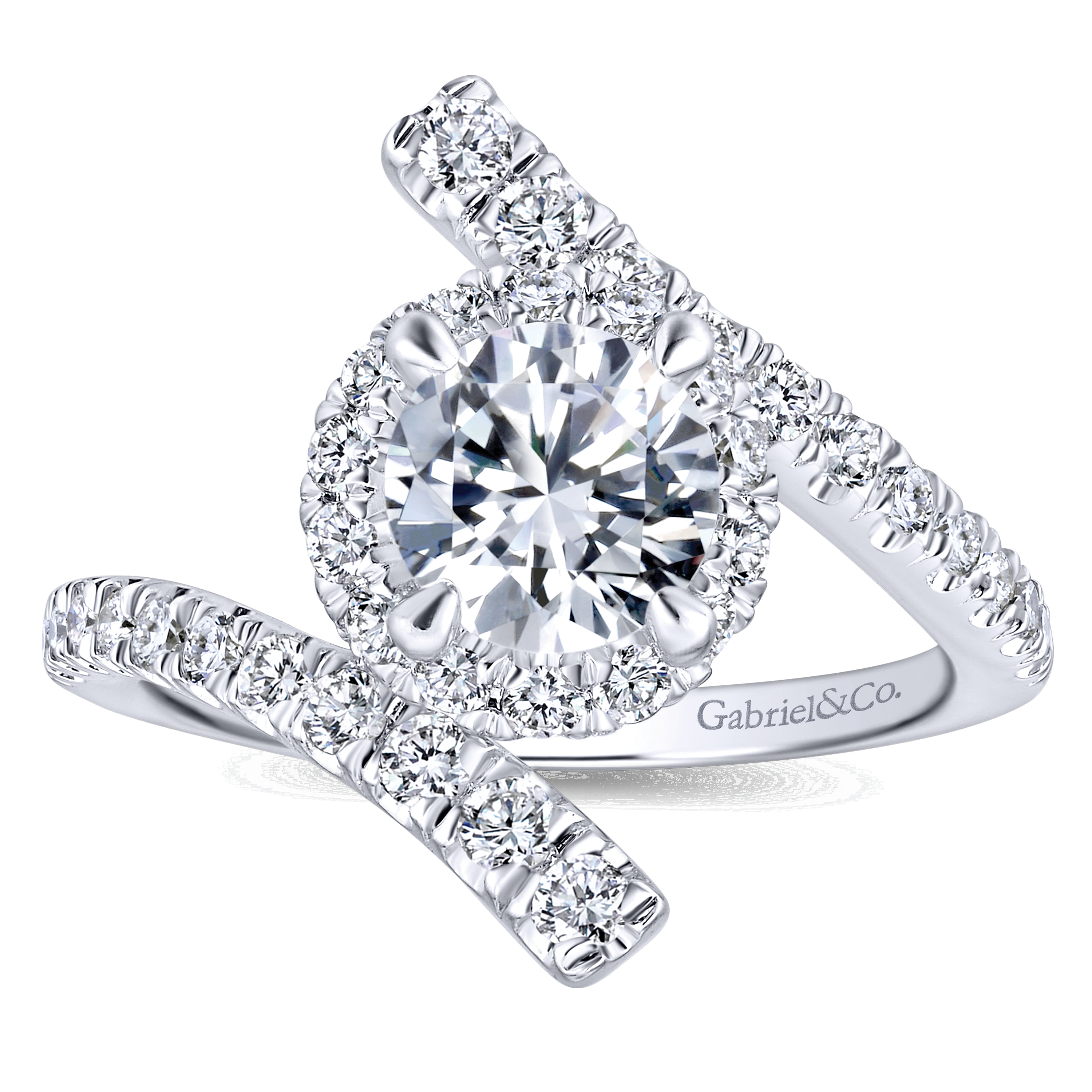 14k White Gold Diamond Halo Engagement Ring angle 5 14k White Gold Diamond Halo Engagement Ring angle 5