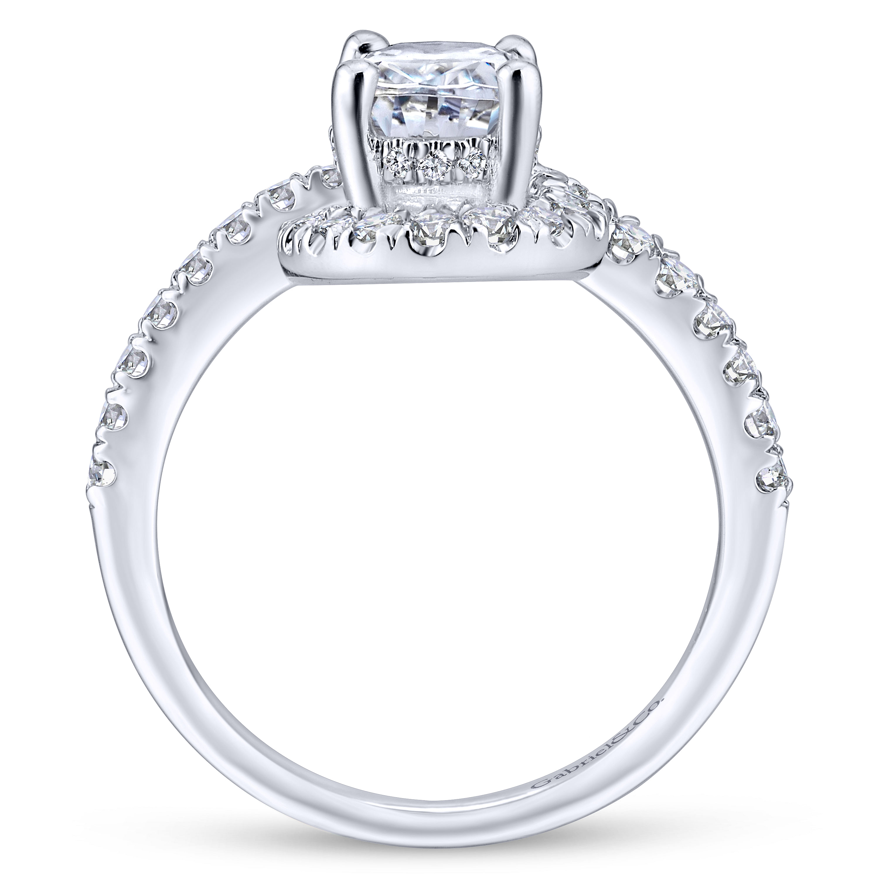 14k White Gold Diamond Halo Engagement Ring angle 2 14k White Gold Diamond Halo Engagement Ring angle 2