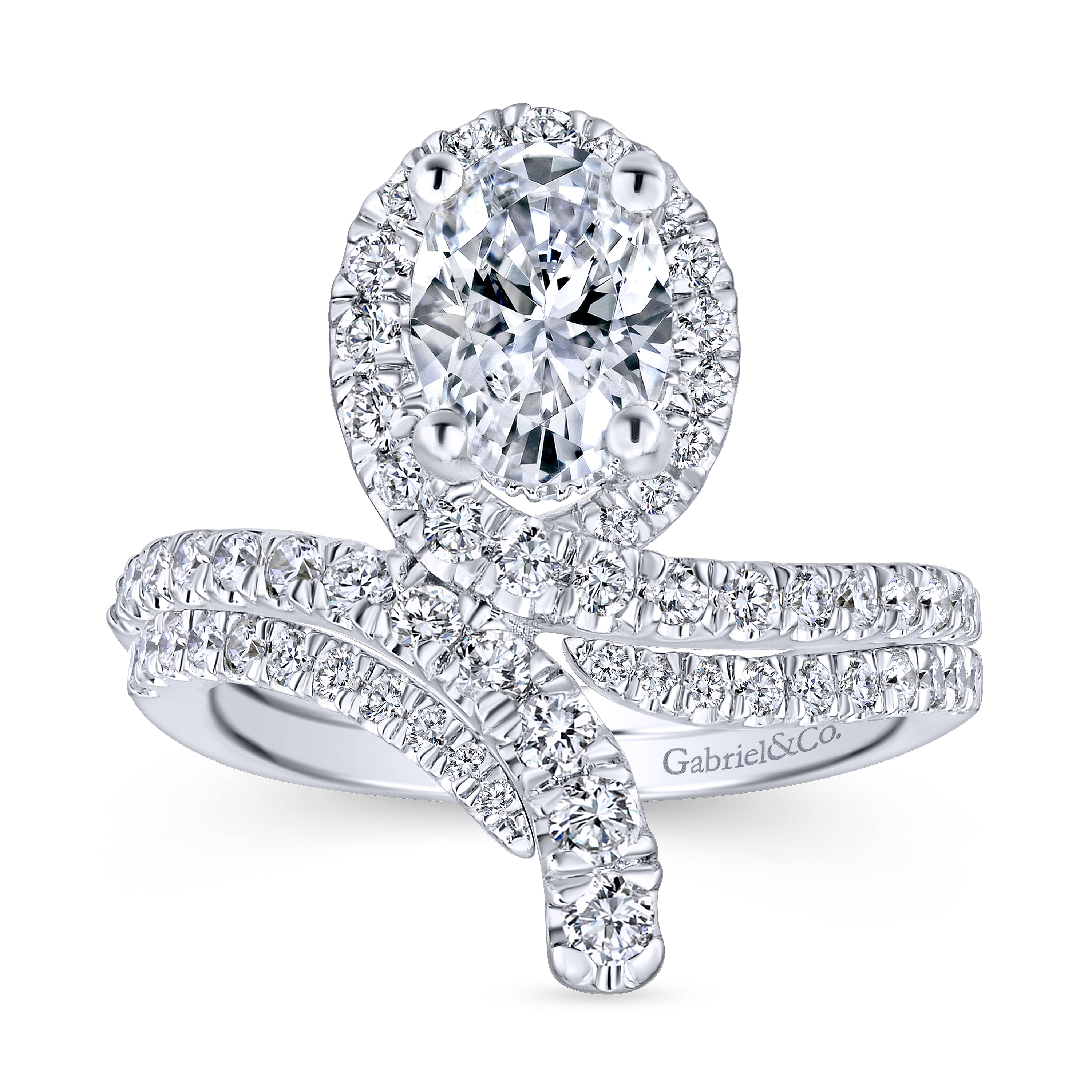 14k White Gold Diamond Halo Engagement Ring angle 4 14k White Gold Diamond Halo Engagement Ring angle 4