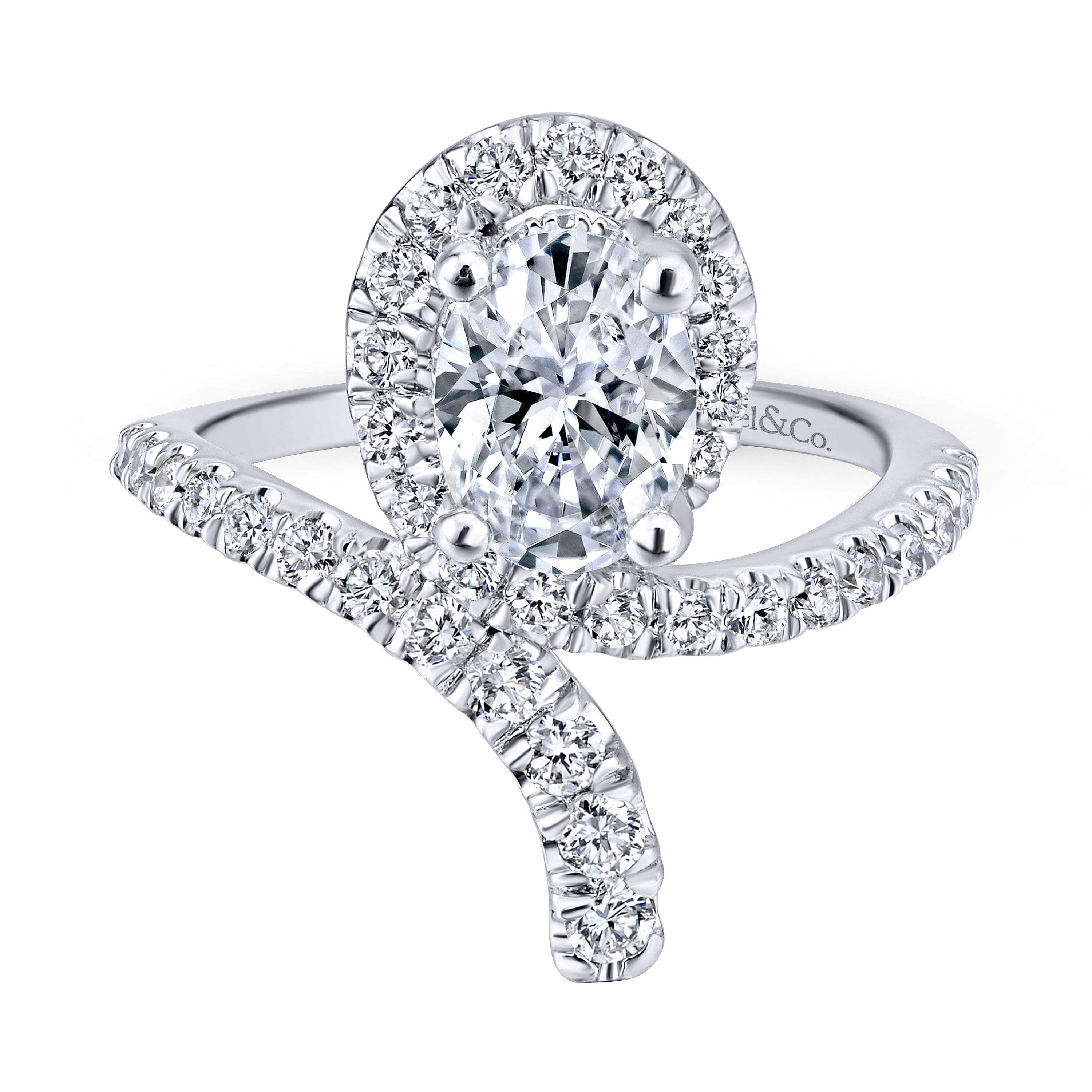 14k White Gold Diamond Halo Engagement Ring angle 5 14k White Gold Diamond Halo Engagement Ring angle 5