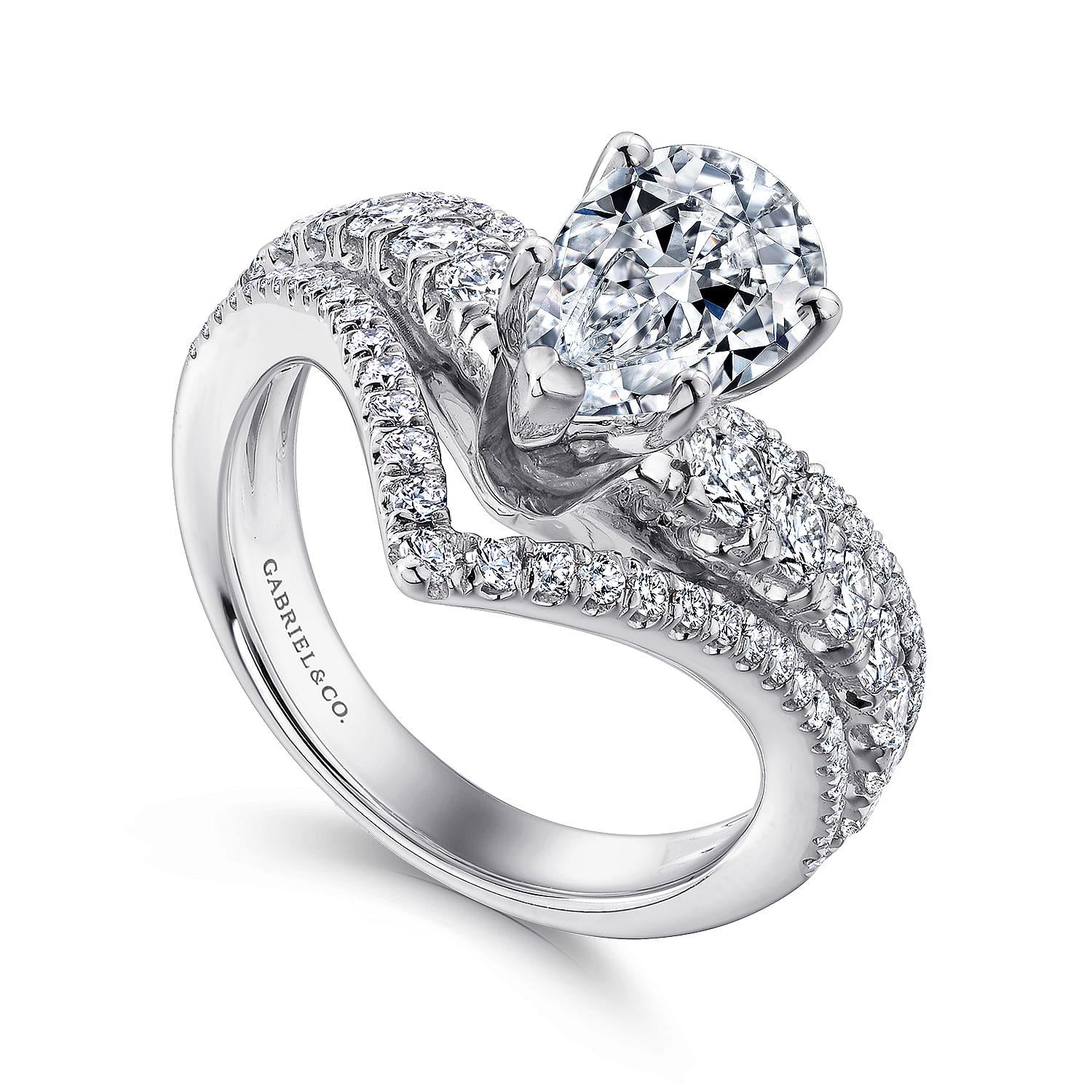 14k White Gold Diamond Halo Engagement Ring angle 3 14k White Gold Diamond Halo Engagement Ring angle 3