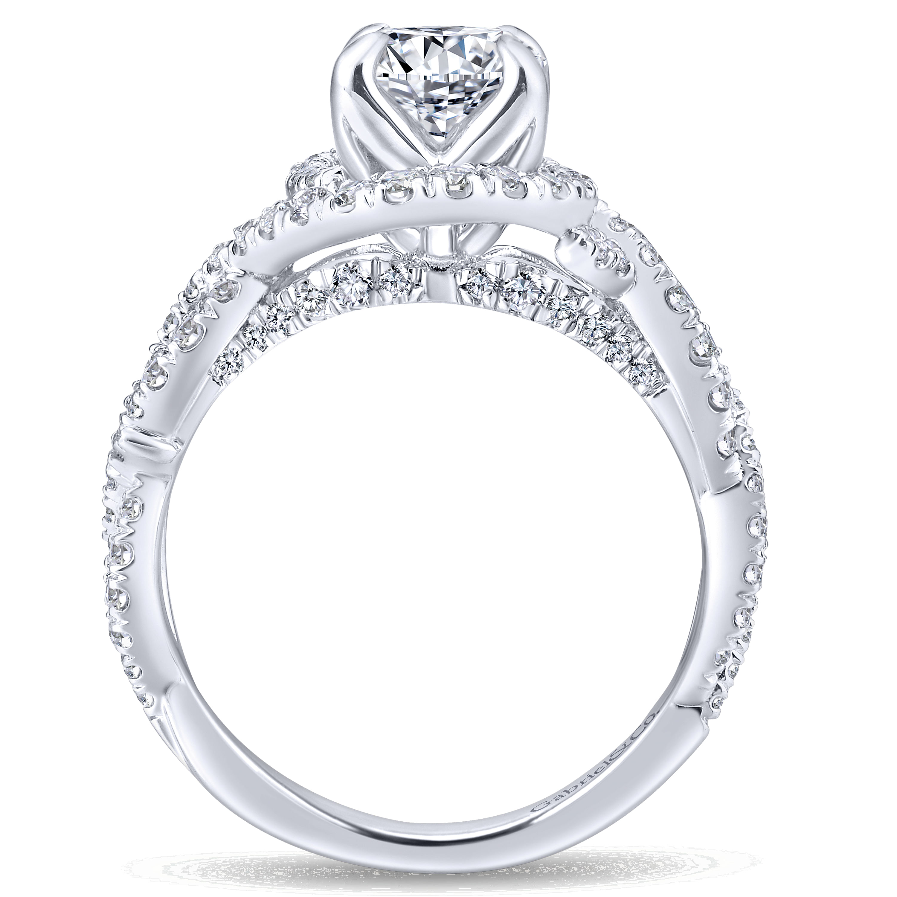 14k White Gold Diamond Halo Engagement Ring angle 2 14k White Gold Diamond Halo Engagement Ring angle 2