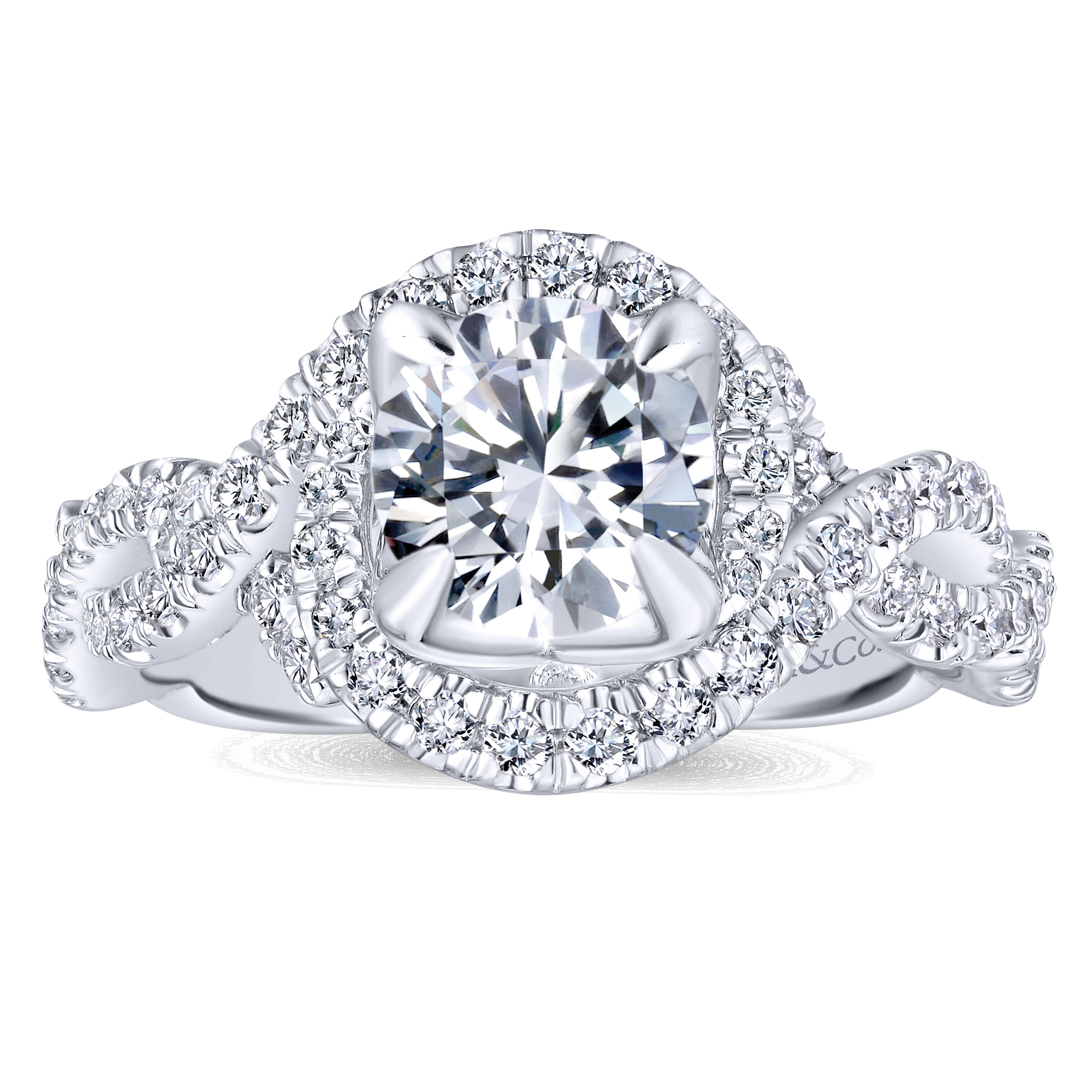 14k White Gold Diamond Halo Engagement Ring angle 5 14k White Gold Diamond Halo Engagement Ring angle 5