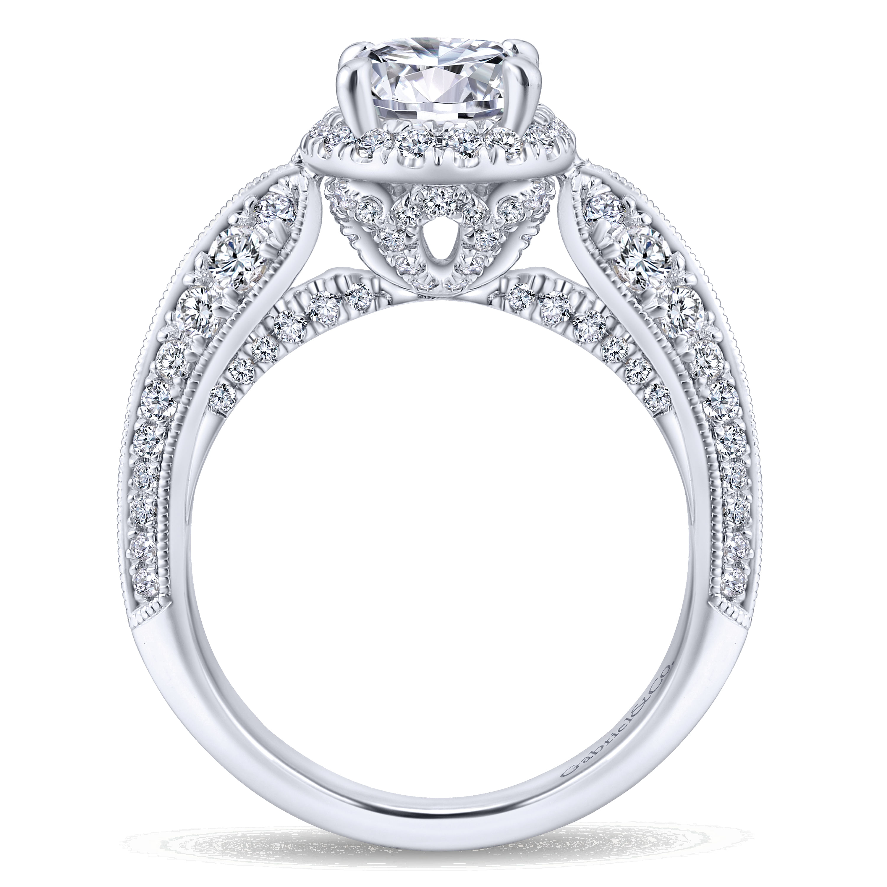 14k White Gold Diamond Halo Engagement Ring angle 2 14k White Gold Diamond Halo Engagement Ring angle 2