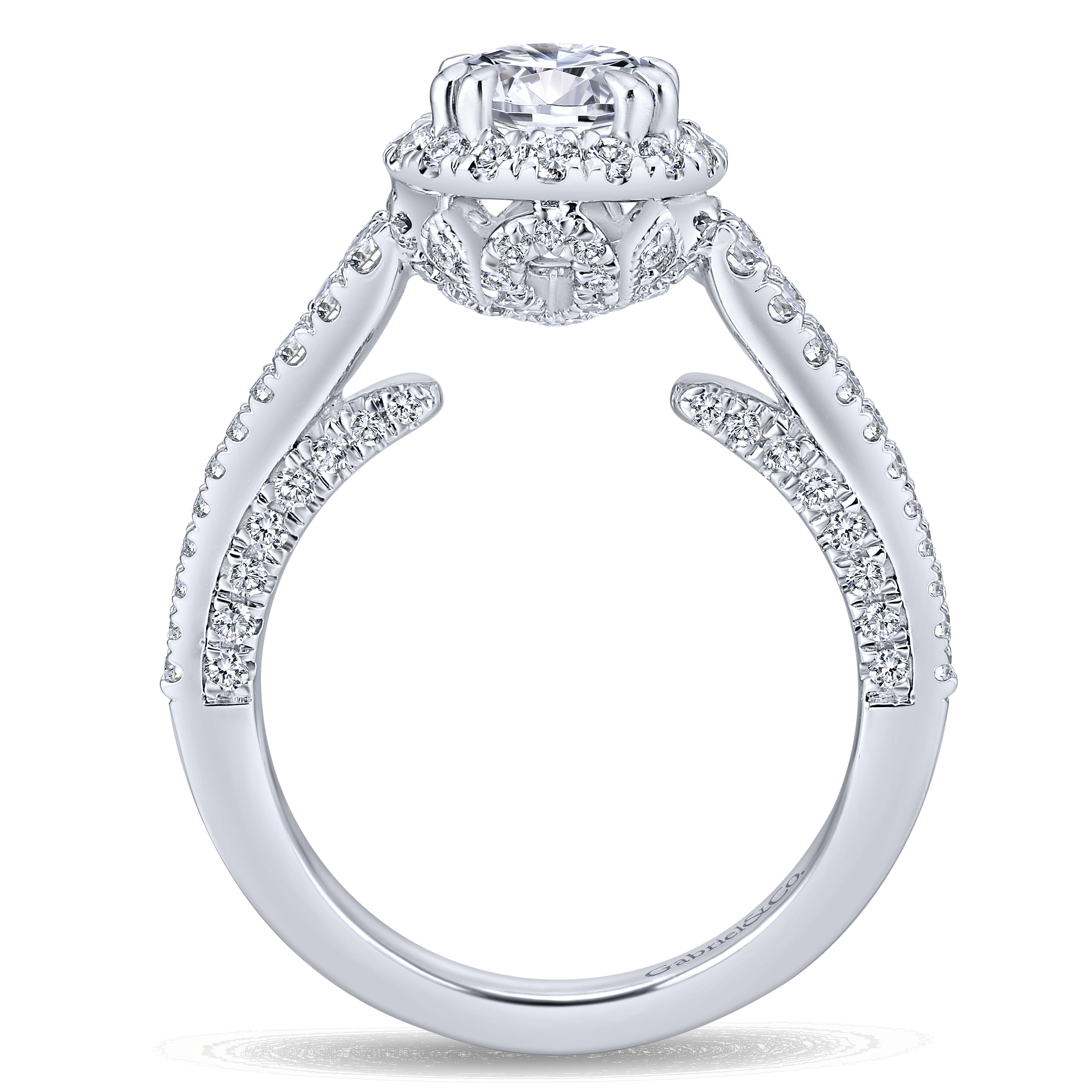 14k White Gold Diamond Halo Engagement Ring angle 2 14k White Gold Diamond Halo Engagement Ring angle 2
