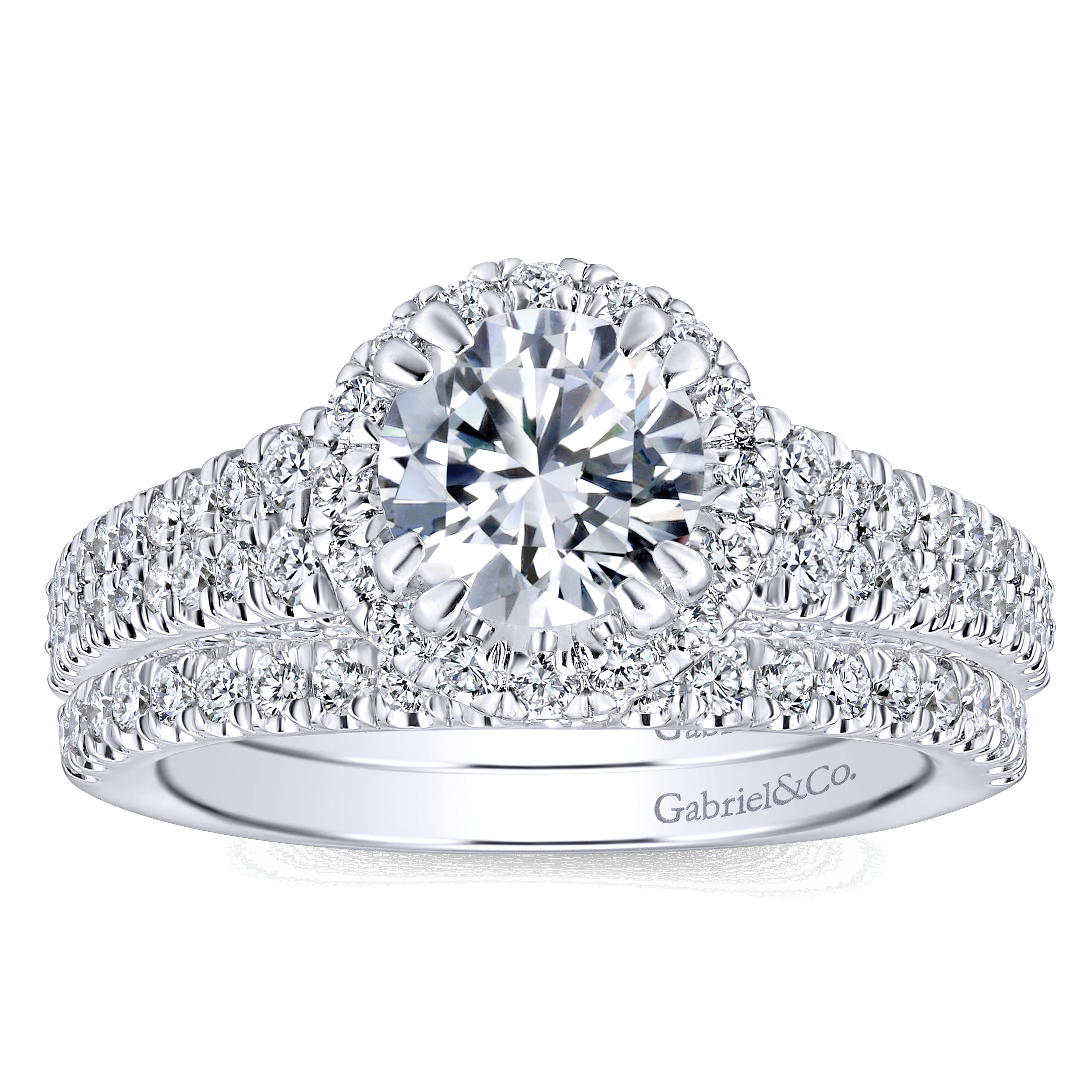 14k White Gold Diamond Halo Engagement Ring angle 4 14k White Gold Diamond Halo Engagement Ring angle 4