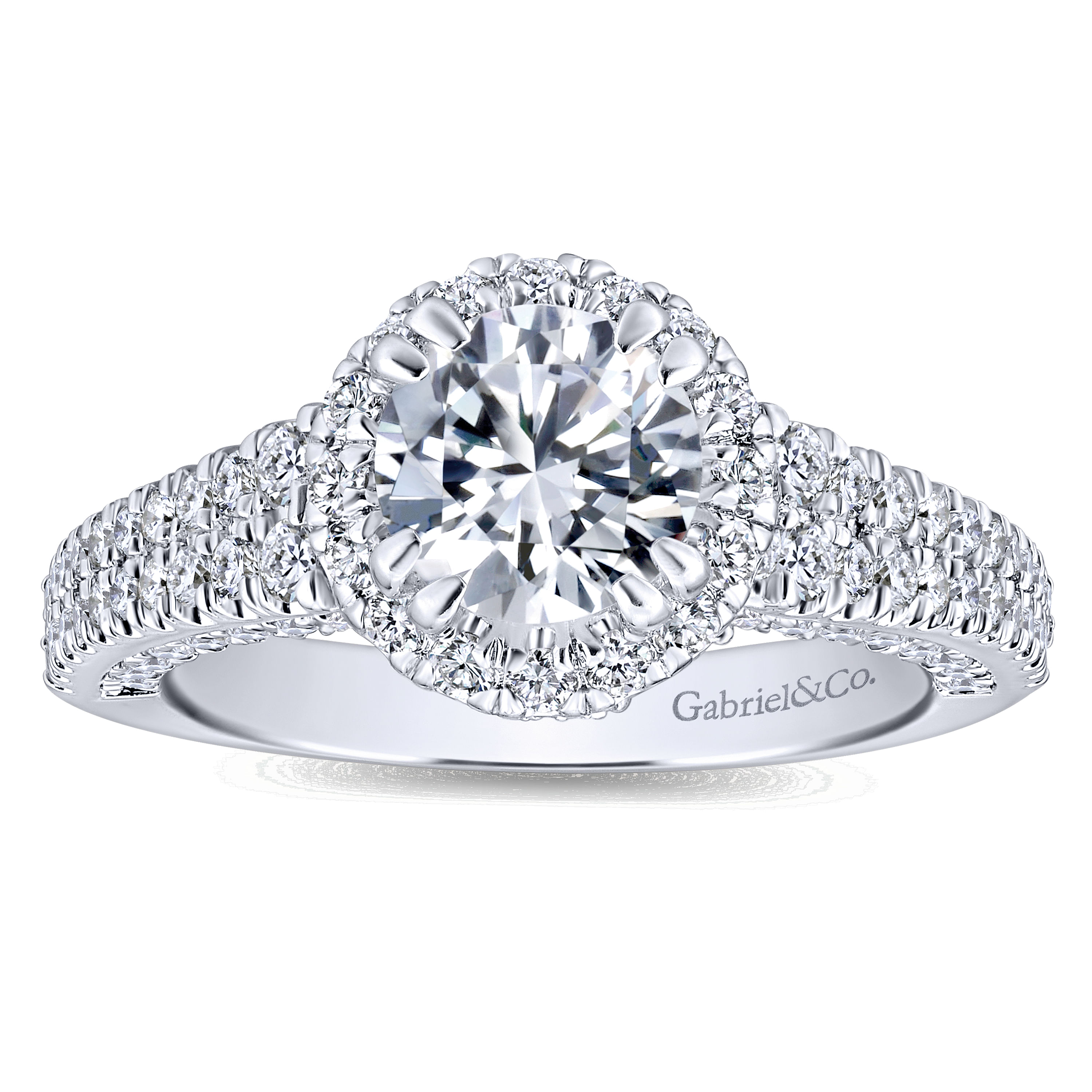 14k White Gold Diamond Halo Engagement Ring angle 5 14k White Gold Diamond Halo Engagement Ring angle 5