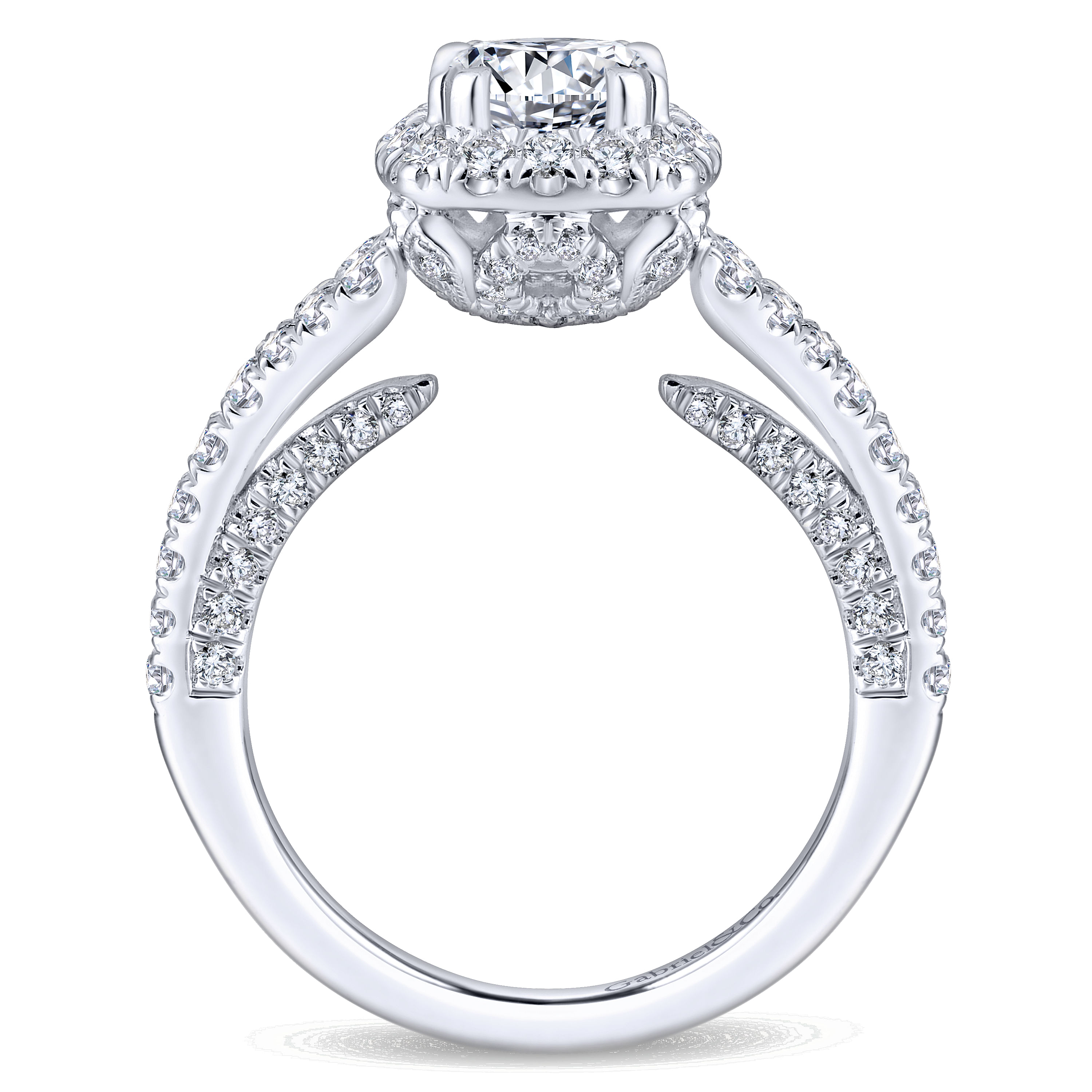 14k White Gold Diamond Halo Engagement Ring angle 2 14k White Gold Diamond Halo Engagement Ring angle 2