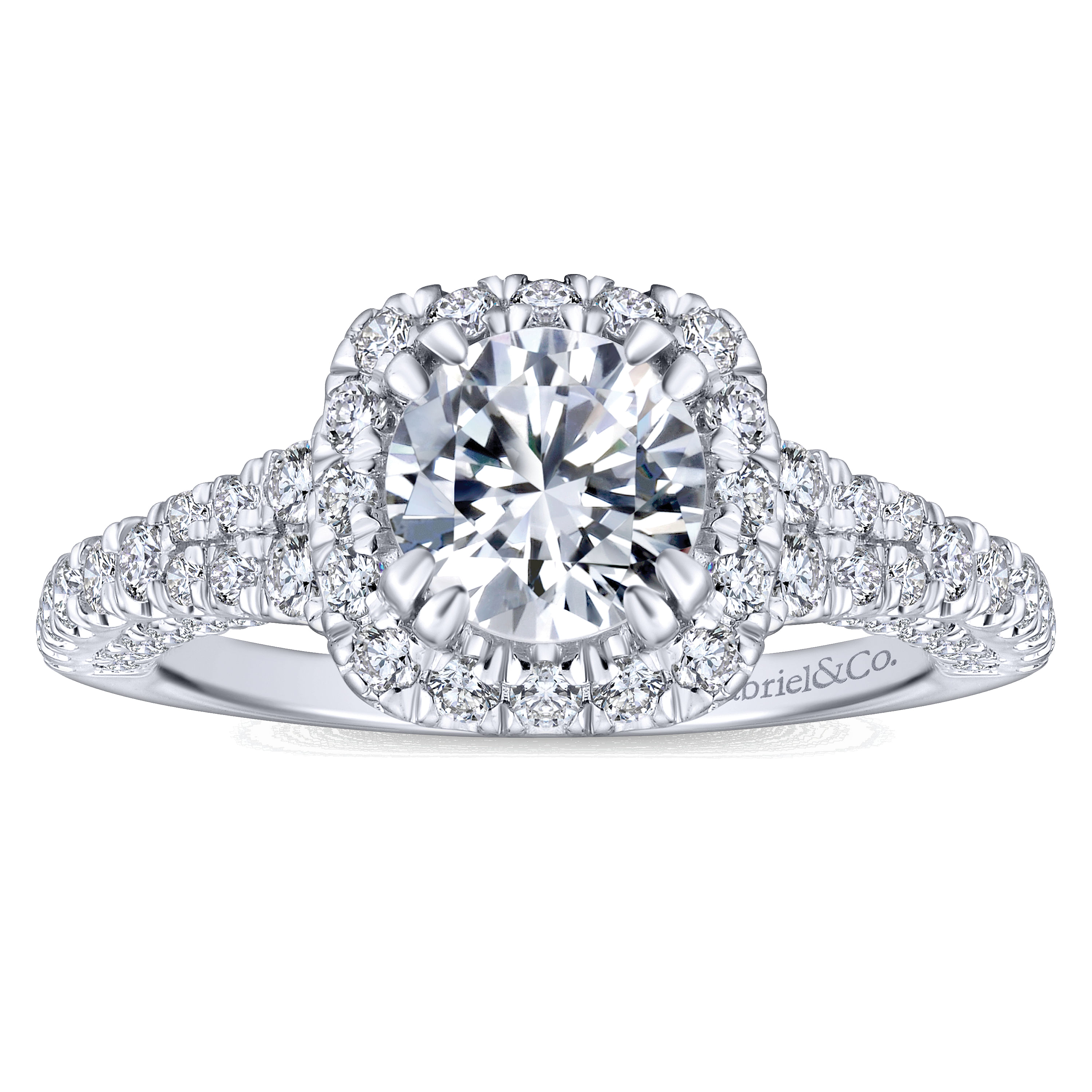 14k White Gold Diamond Halo Engagement Ring angle 5 14k White Gold Diamond Halo Engagement Ring angle 5