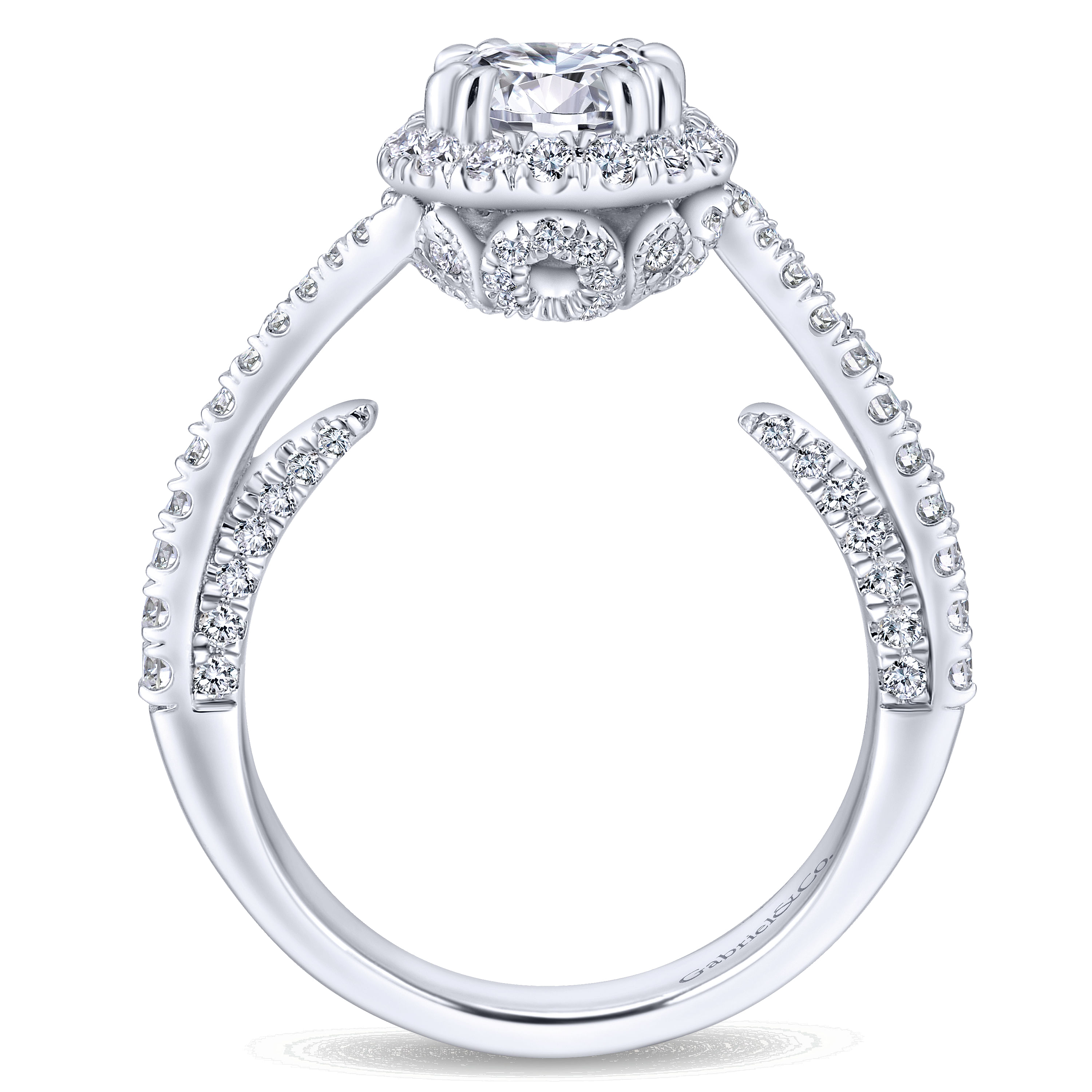14k White Gold Diamond Halo Engagement Ring angle 2 14k White Gold Diamond Halo Engagement Ring angle 2
