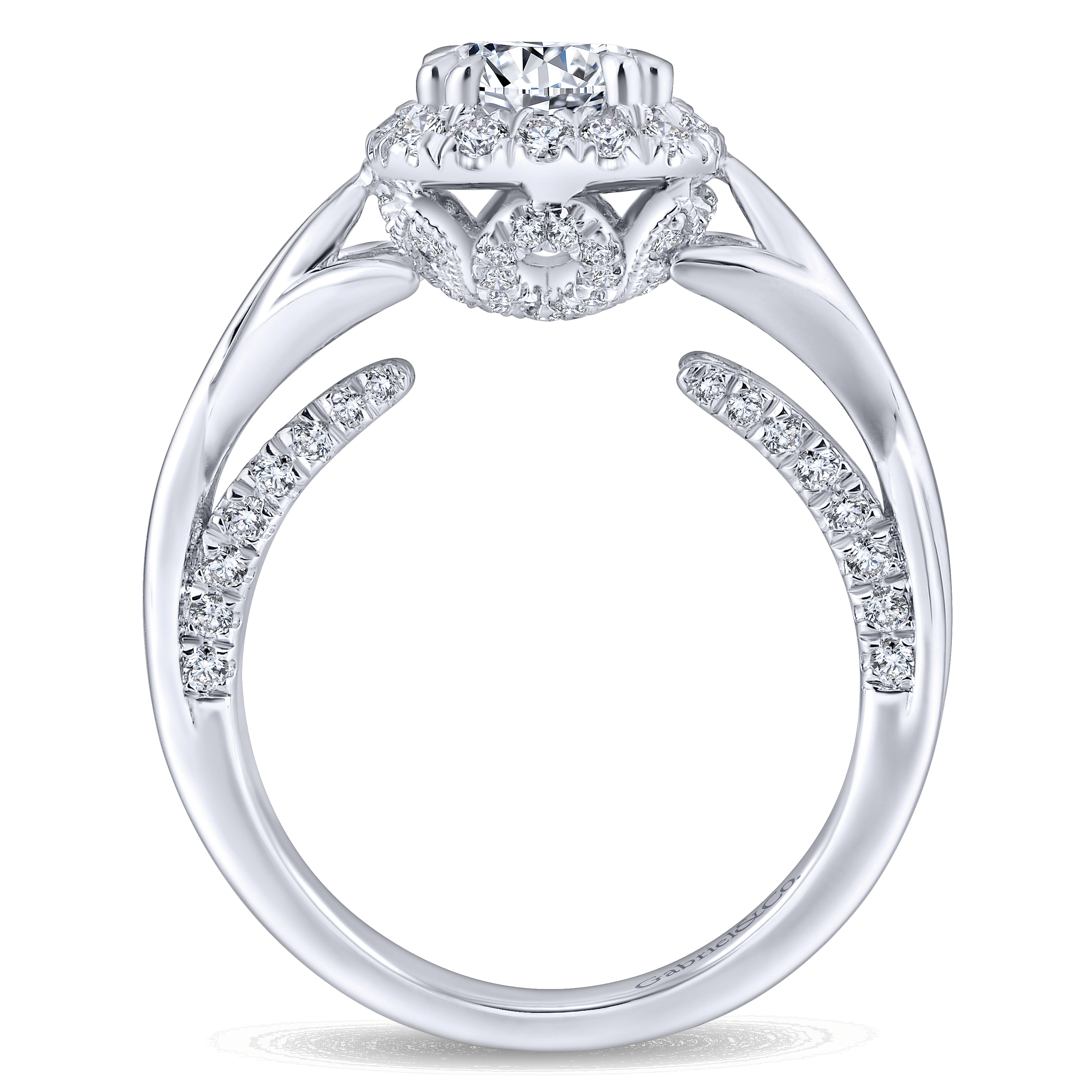 14k White Gold Diamond Halo Engagement Ring angle 2 14k White Gold Diamond Halo Engagement Ring angle 2