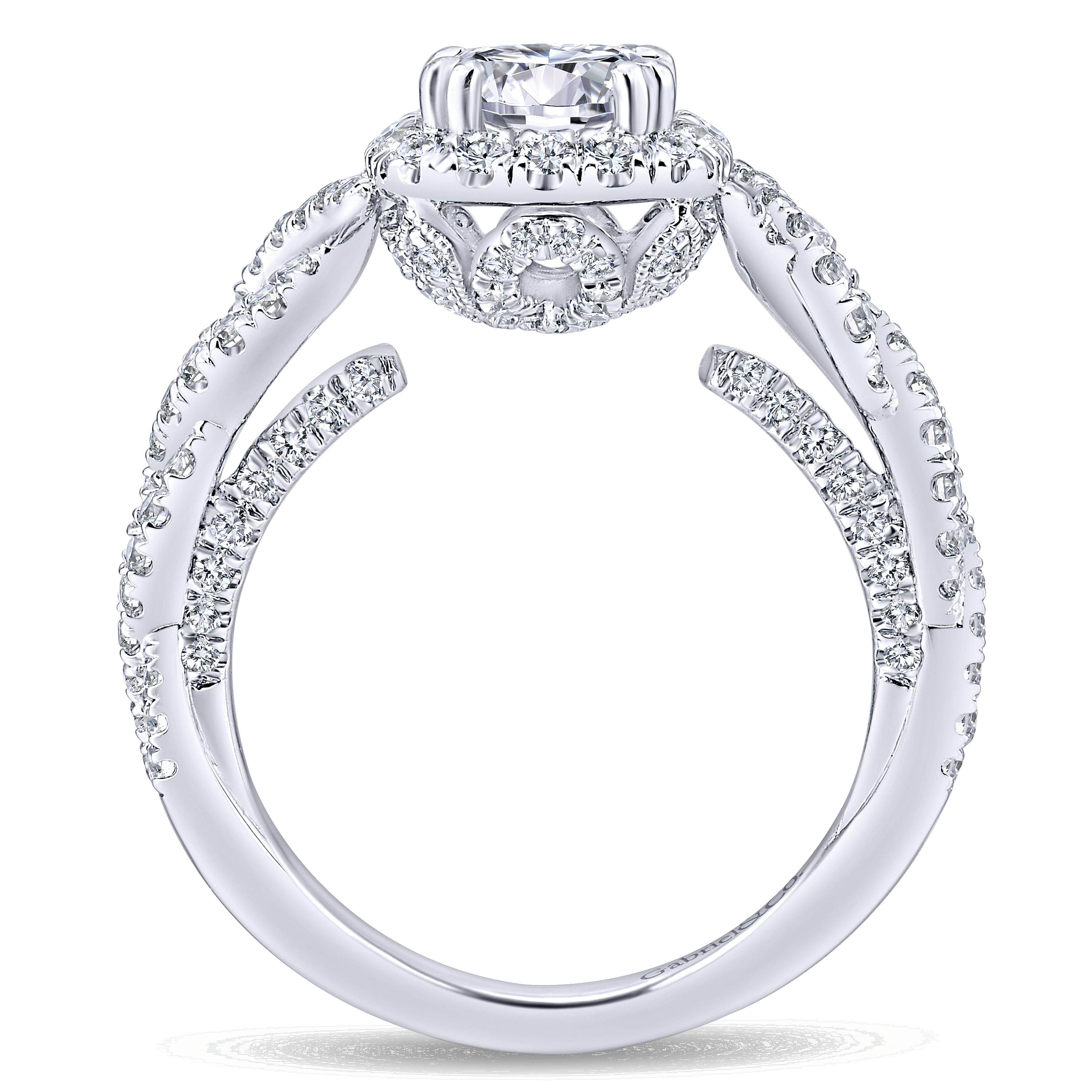 14k White Gold Diamond Halo Engagement Ring angle 2 14k White Gold Diamond Halo Engagement Ring angle 2