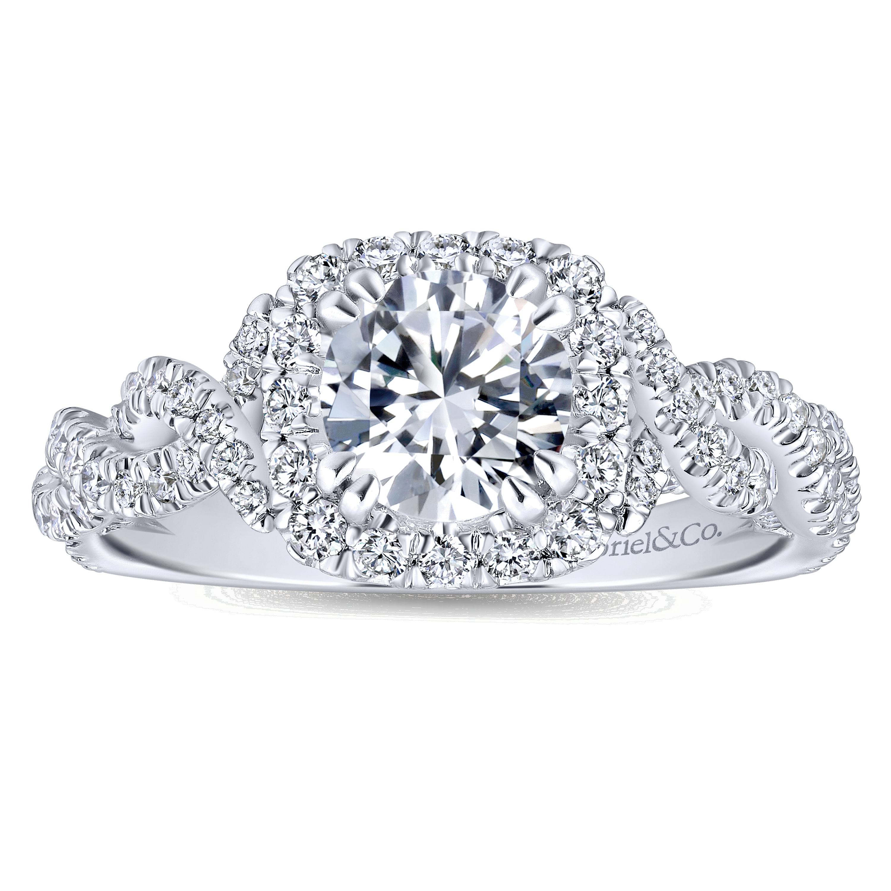 14k White Gold Diamond Halo Engagement Ring angle 5 14k White Gold Diamond Halo Engagement Ring angle 5