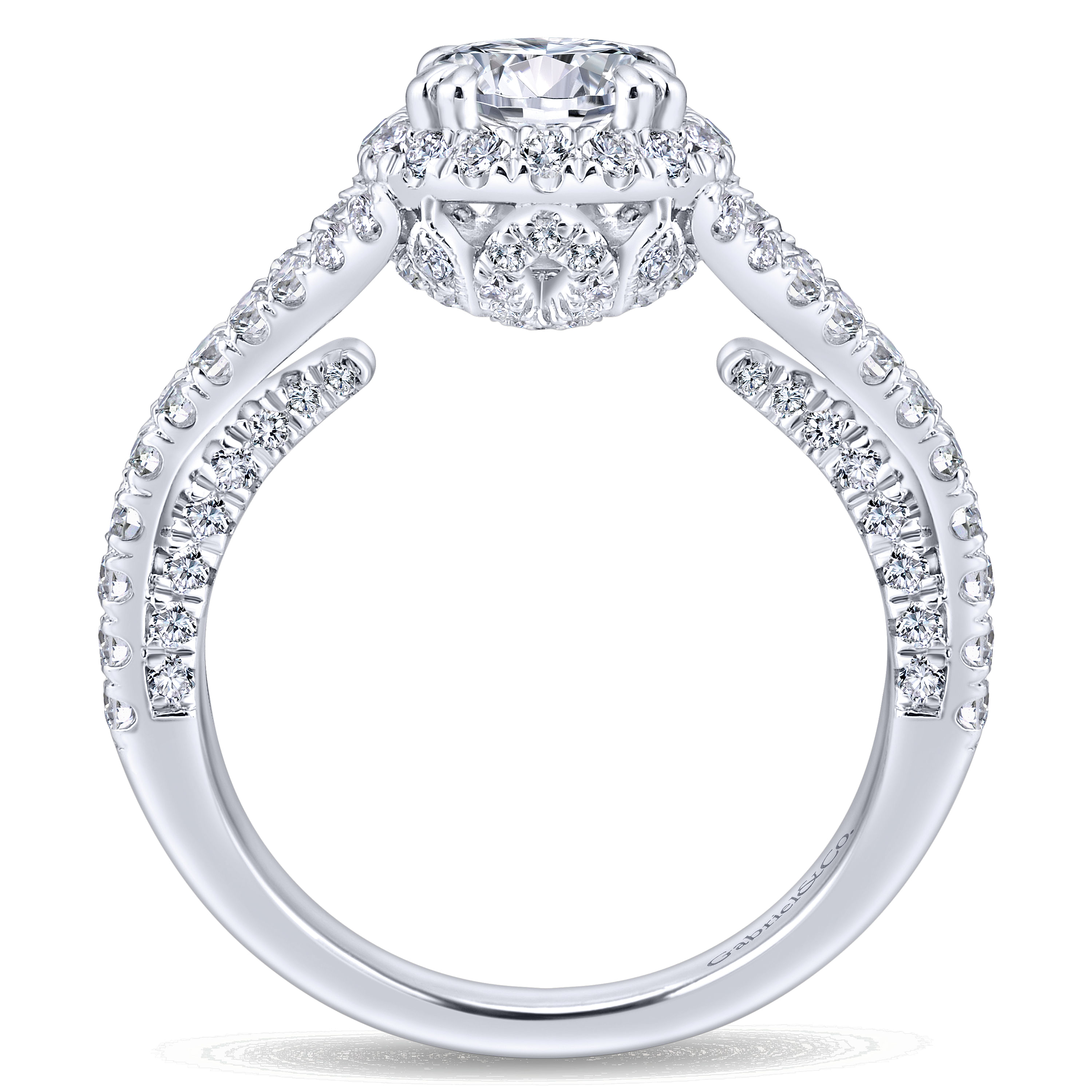 14k White Gold Diamond Halo Engagement Ring angle 2 14k White Gold Diamond Halo Engagement Ring angle 2