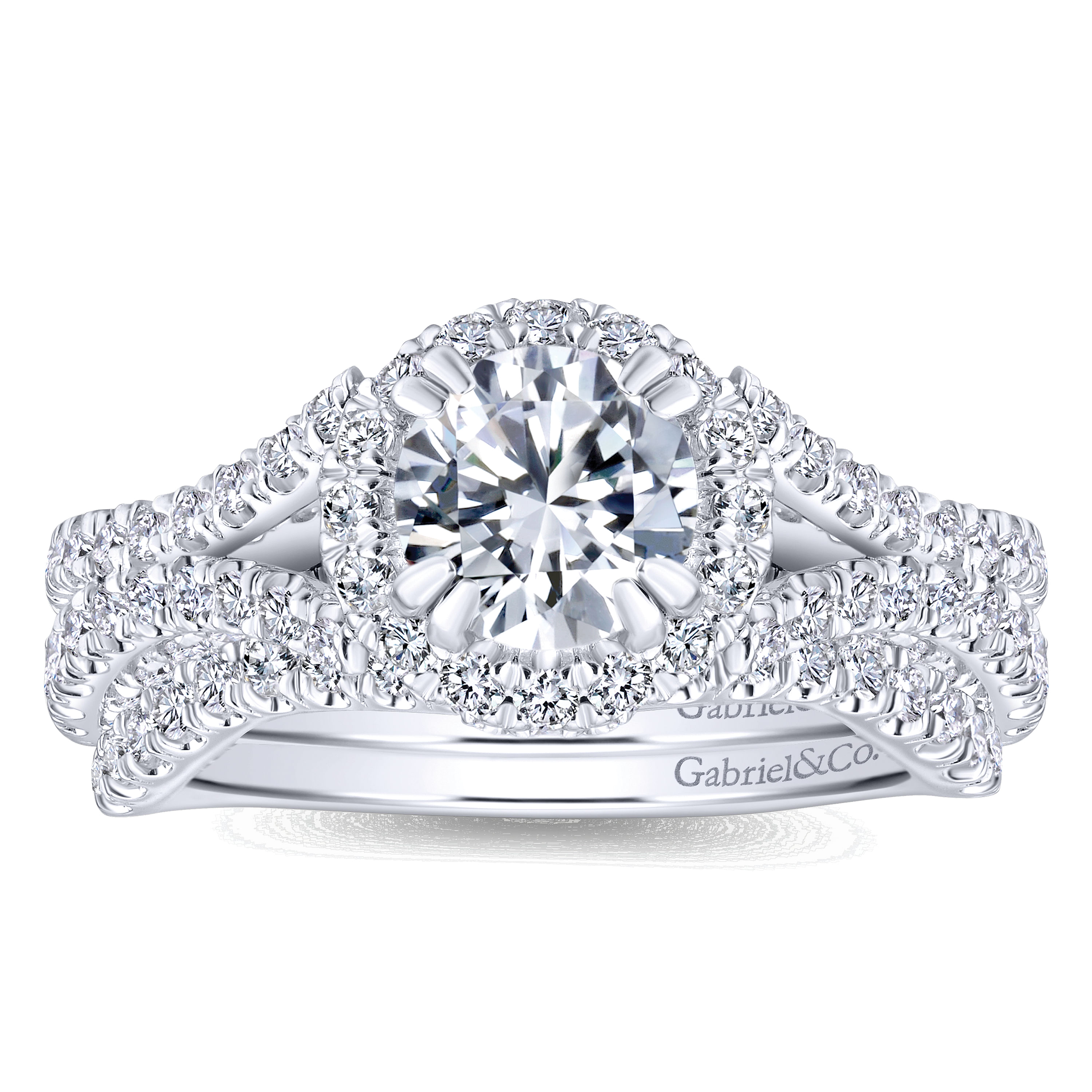 14k White Gold Diamond Halo Engagement Ring angle 4 14k White Gold Diamond Halo Engagement Ring angle 4