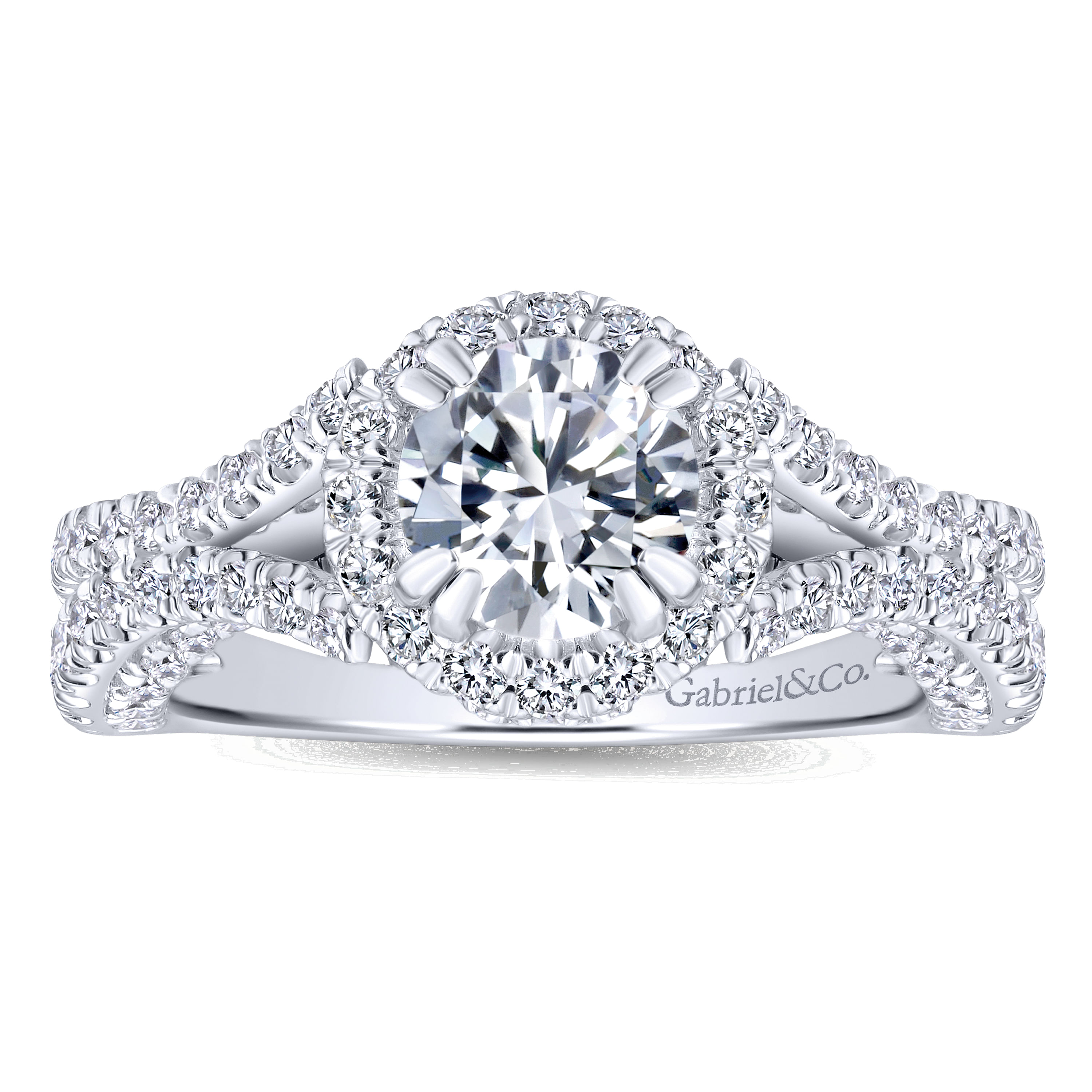 14k White Gold Diamond Halo Engagement Ring angle 5 14k White Gold Diamond Halo Engagement Ring angle 5
