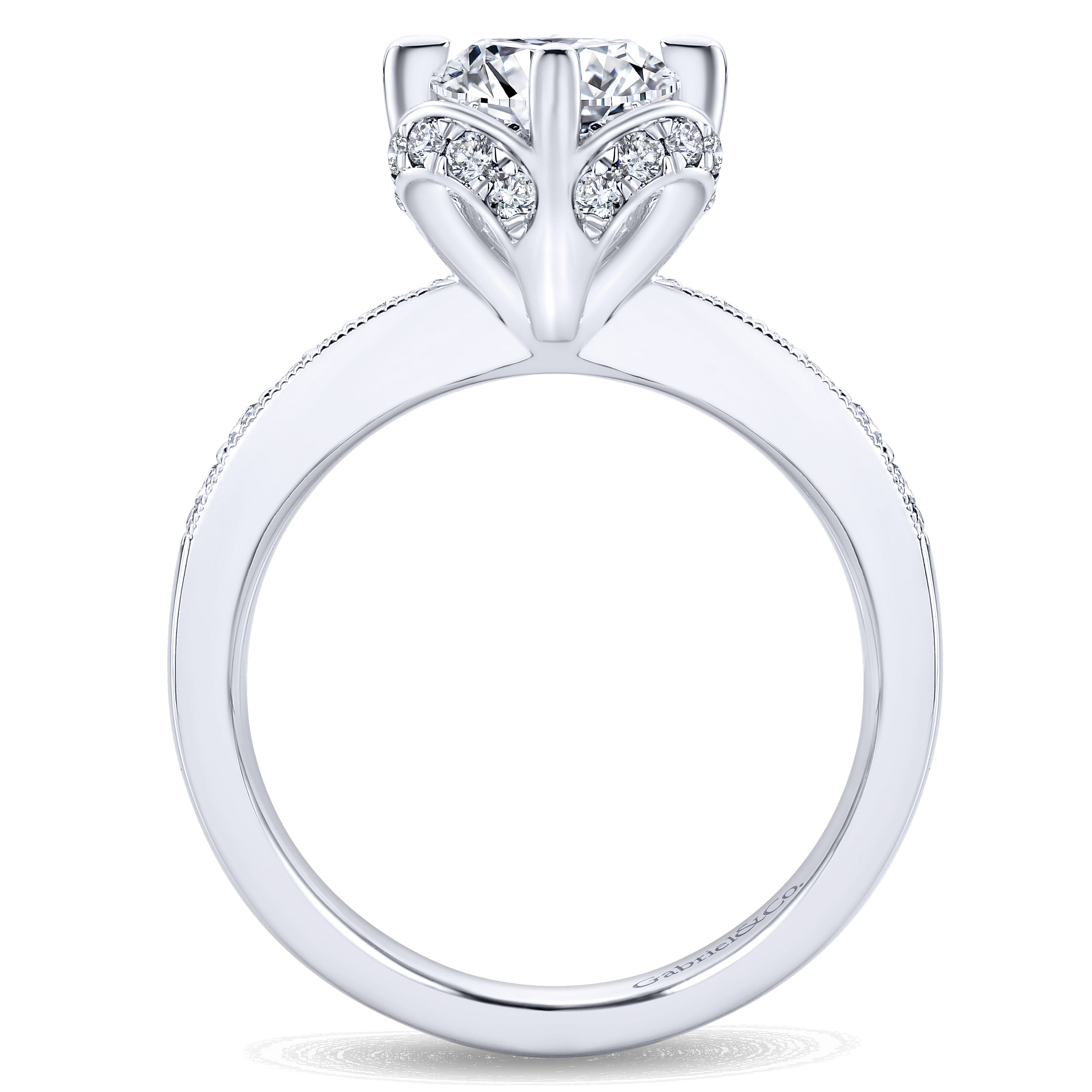 14k White Gold Diamond Halo Engagement Ring angle 2 14k White Gold Diamond Halo Engagement Ring angle 2
