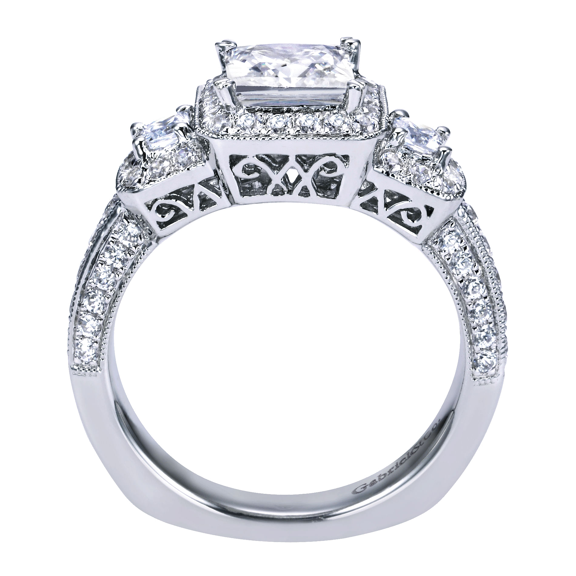 14k White Gold Diamond Halo Engagement Ring angle 2 14k White Gold Diamond Halo Engagement Ring angle 2