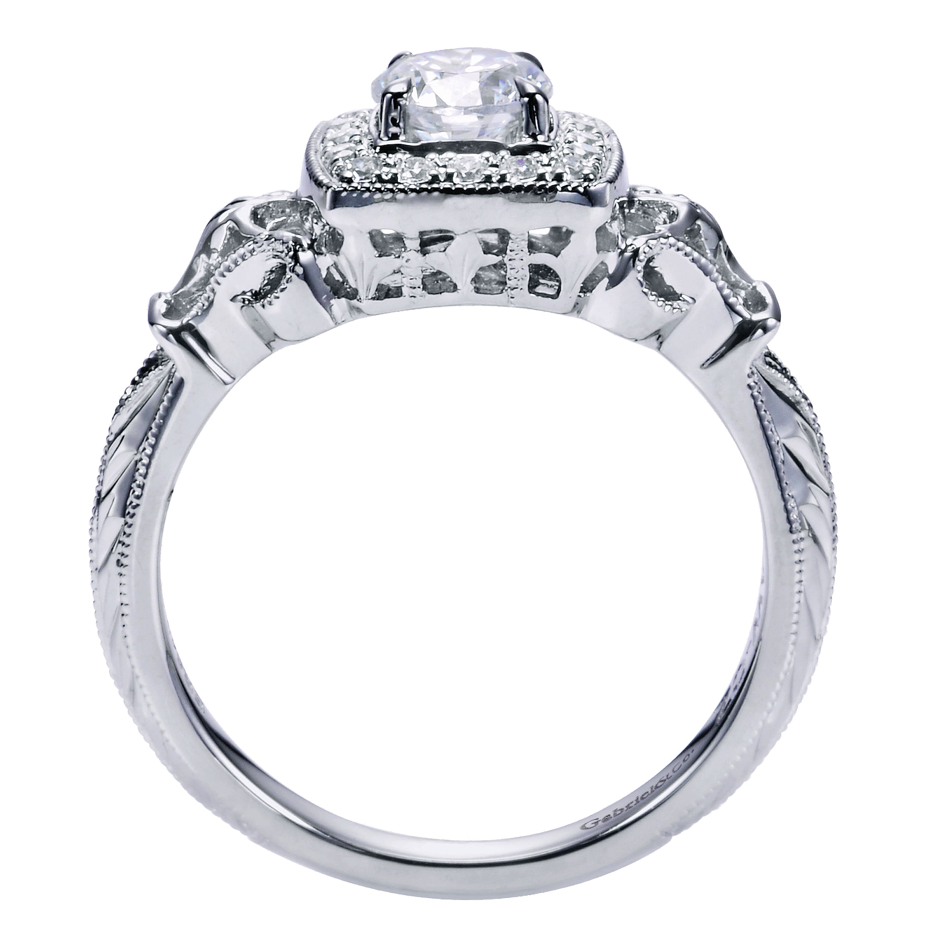 14k White Gold Diamond Halo Engagement Ring angle 2 14k White Gold Diamond Halo Engagement Ring angle 2