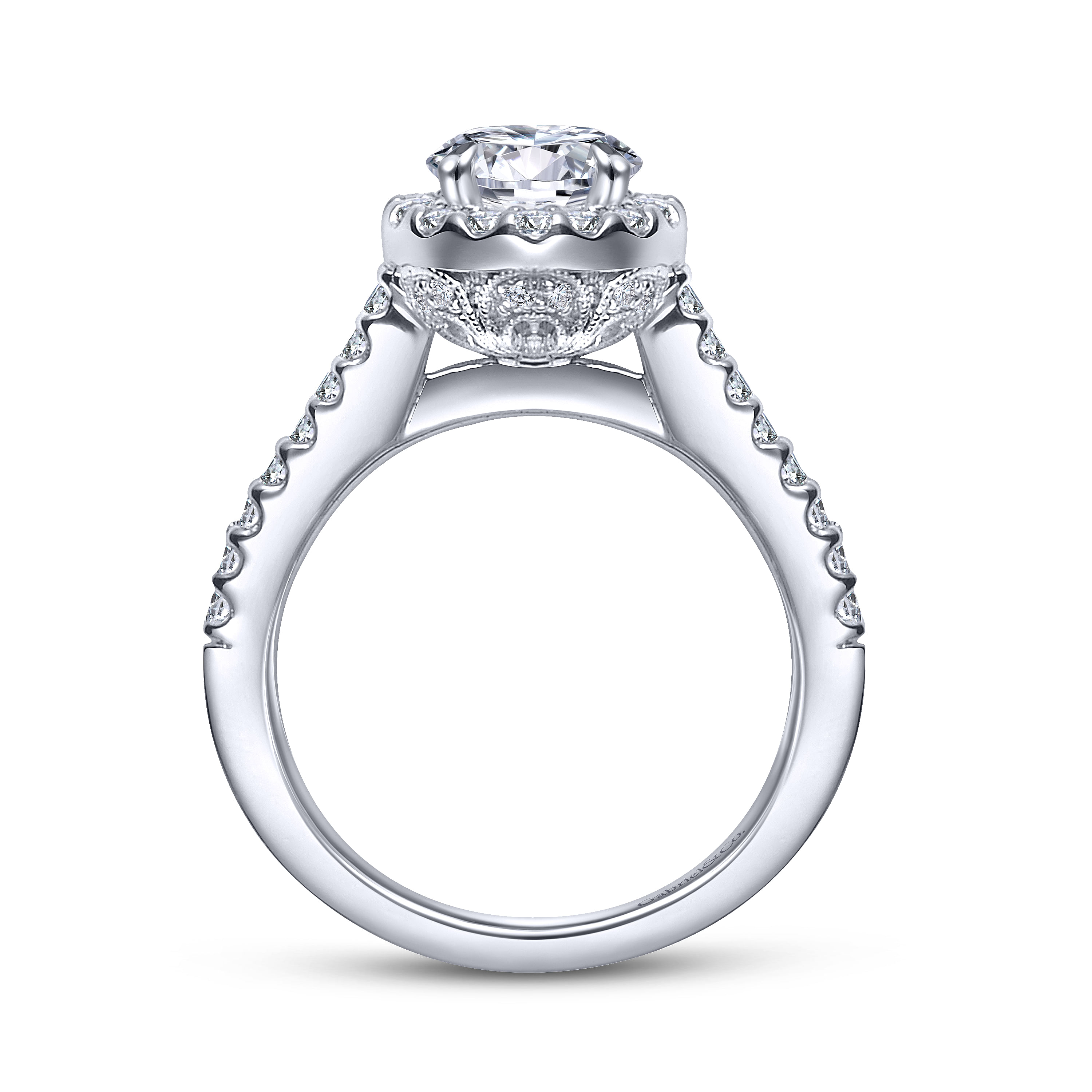 14k White Gold Diamond Halo Engagement Ring angle 2 14k White Gold Diamond Halo Engagement Ring angle 2