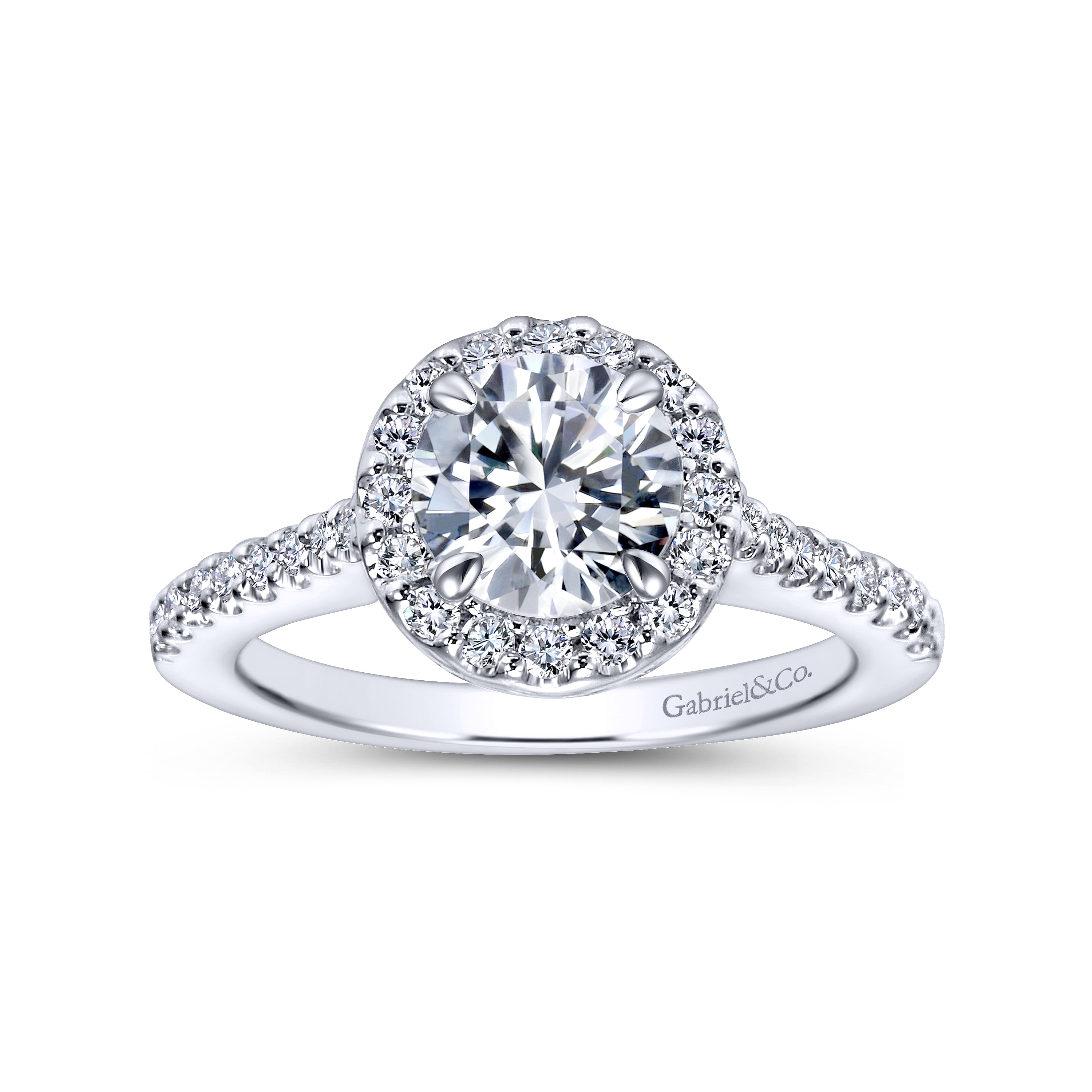 14k White Gold Diamond Halo Engagement Ring angle 5 14k White Gold Diamond Halo Engagement Ring angle 5