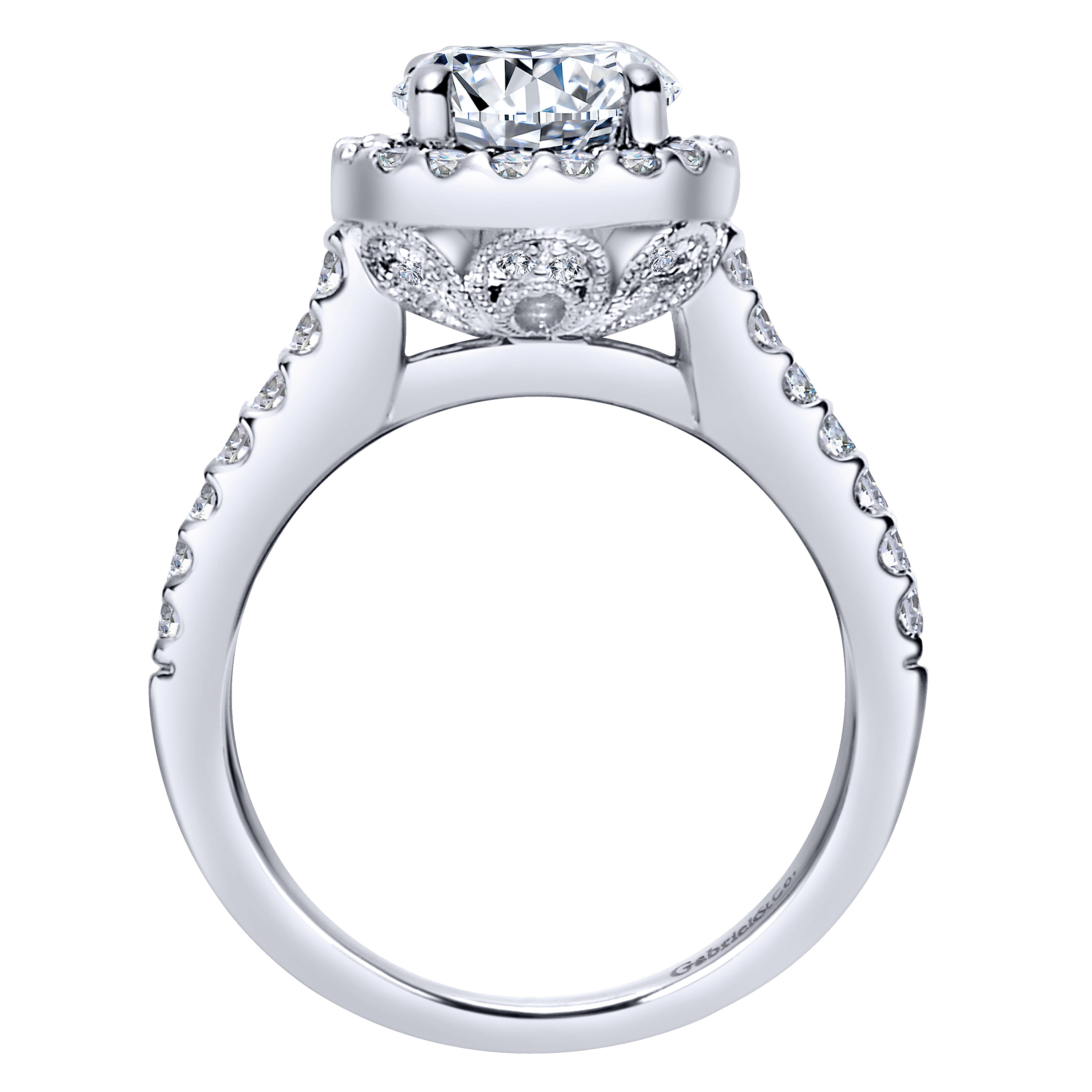 14k White Gold Diamond Halo Engagement Ring angle 2 14k White Gold Diamond Halo Engagement Ring angle 2